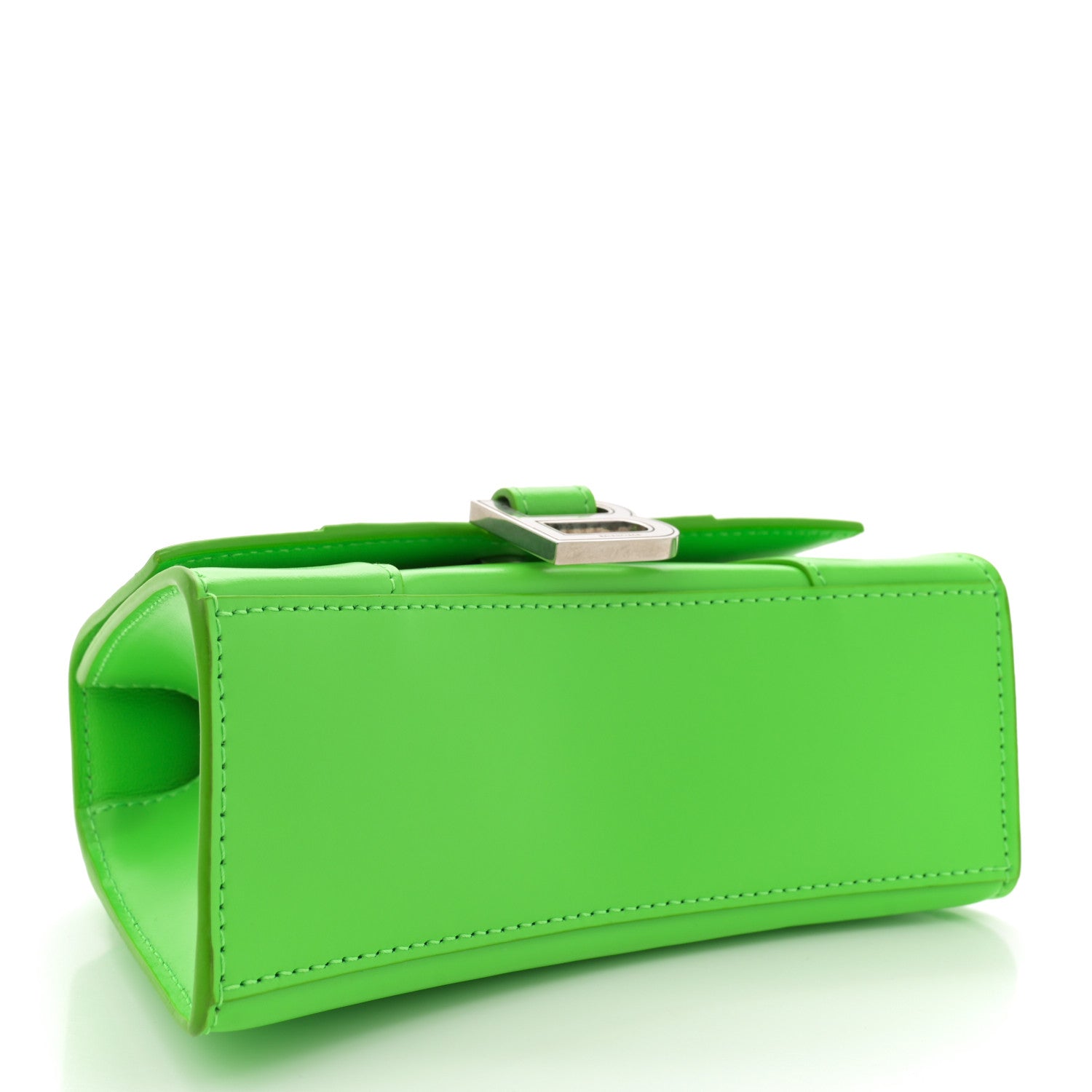 Shiny Box Calfskin Hourglass Top Handle Bag XS Acid Green