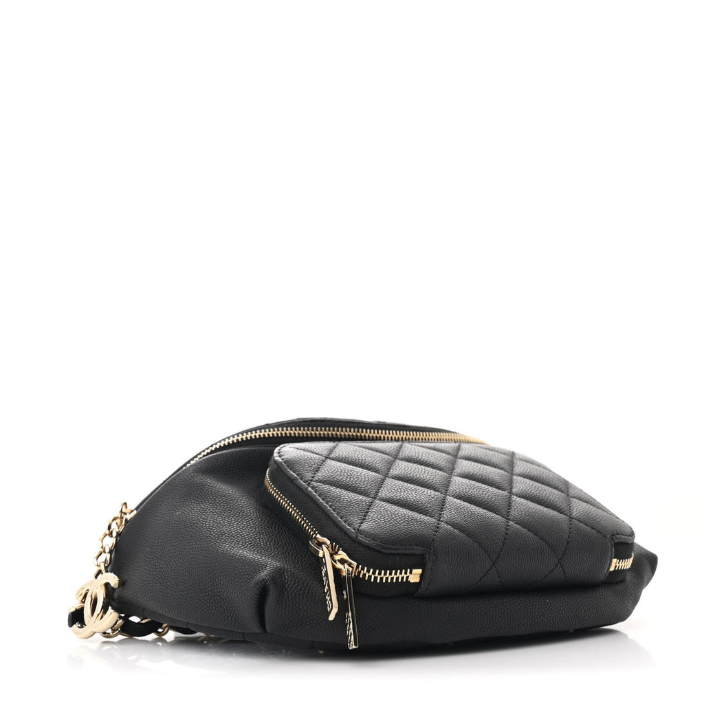 Caviar Quilted Business Affinity Waist Belt Bag Black
