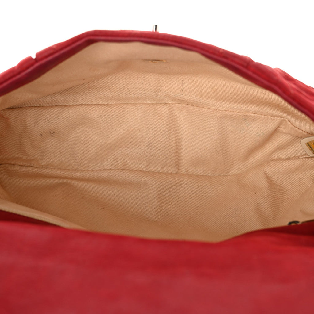 Iridescent Calfskin Large Chic Quilt Flap Red