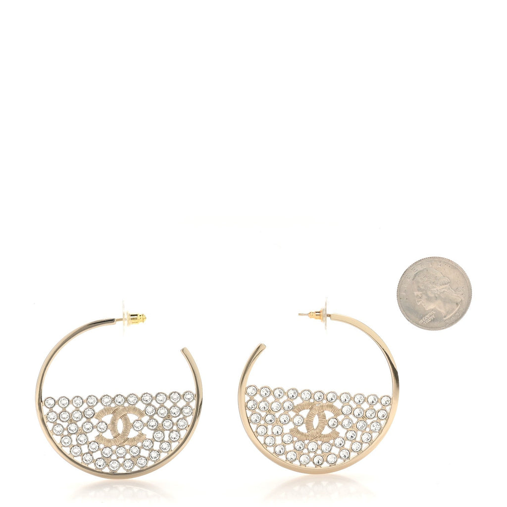 Crystal CC Hoop Earrings Gold