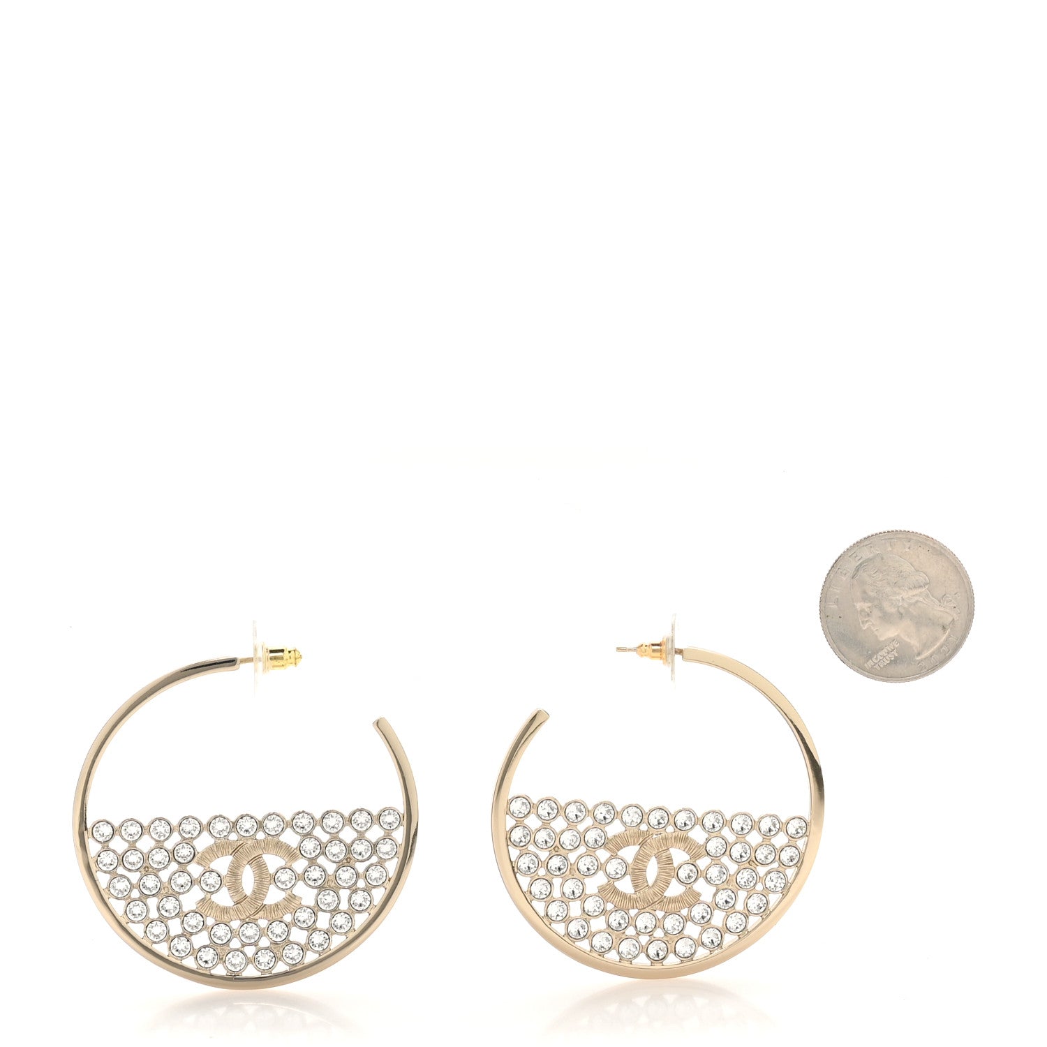 Crystal CC Hoop Earrings Gold