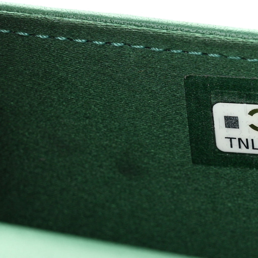 Lambskin Crystal Diamante Clutch With Chain Green