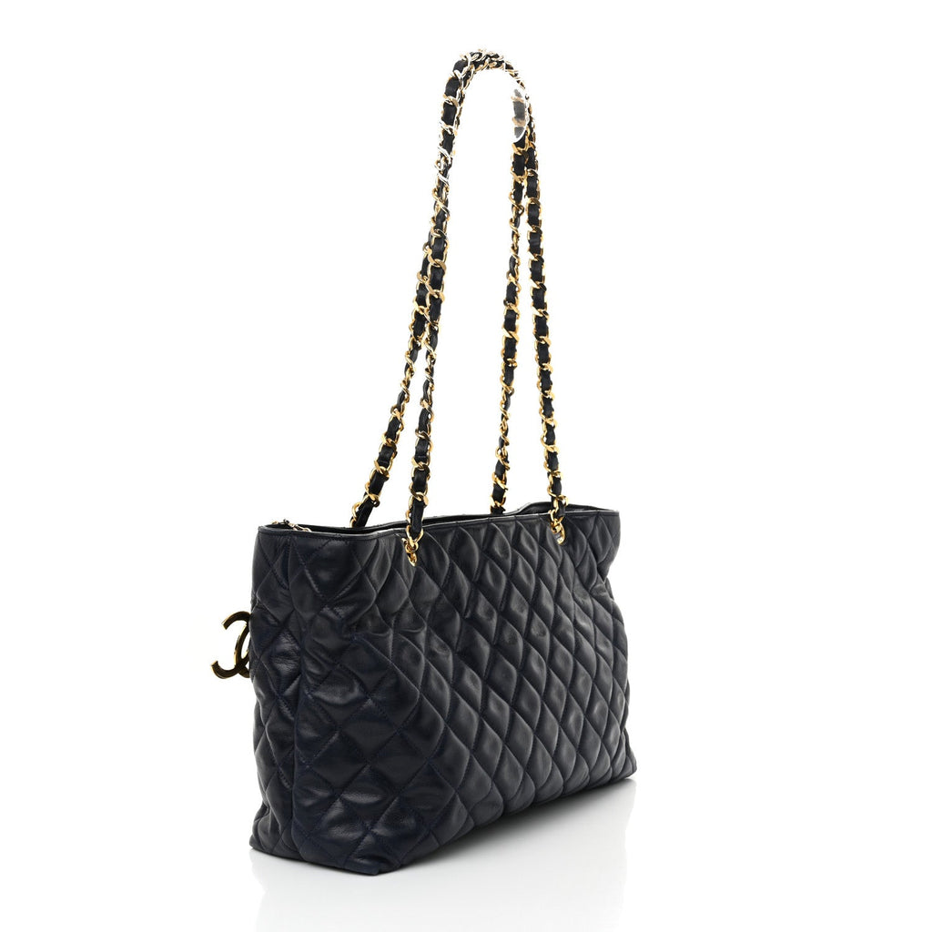 Lambskin Quilted Shoulder Bag Navy