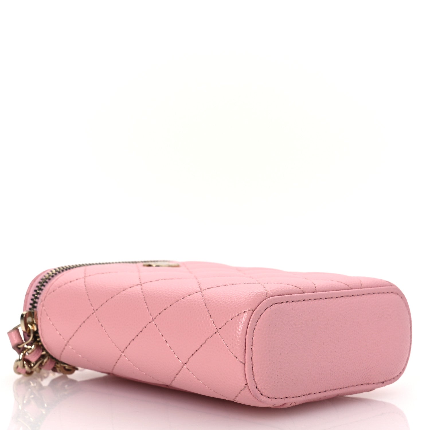 Caviar Quilted Small Vertical Coco Beauty Vanity Case With Chain Light Pink