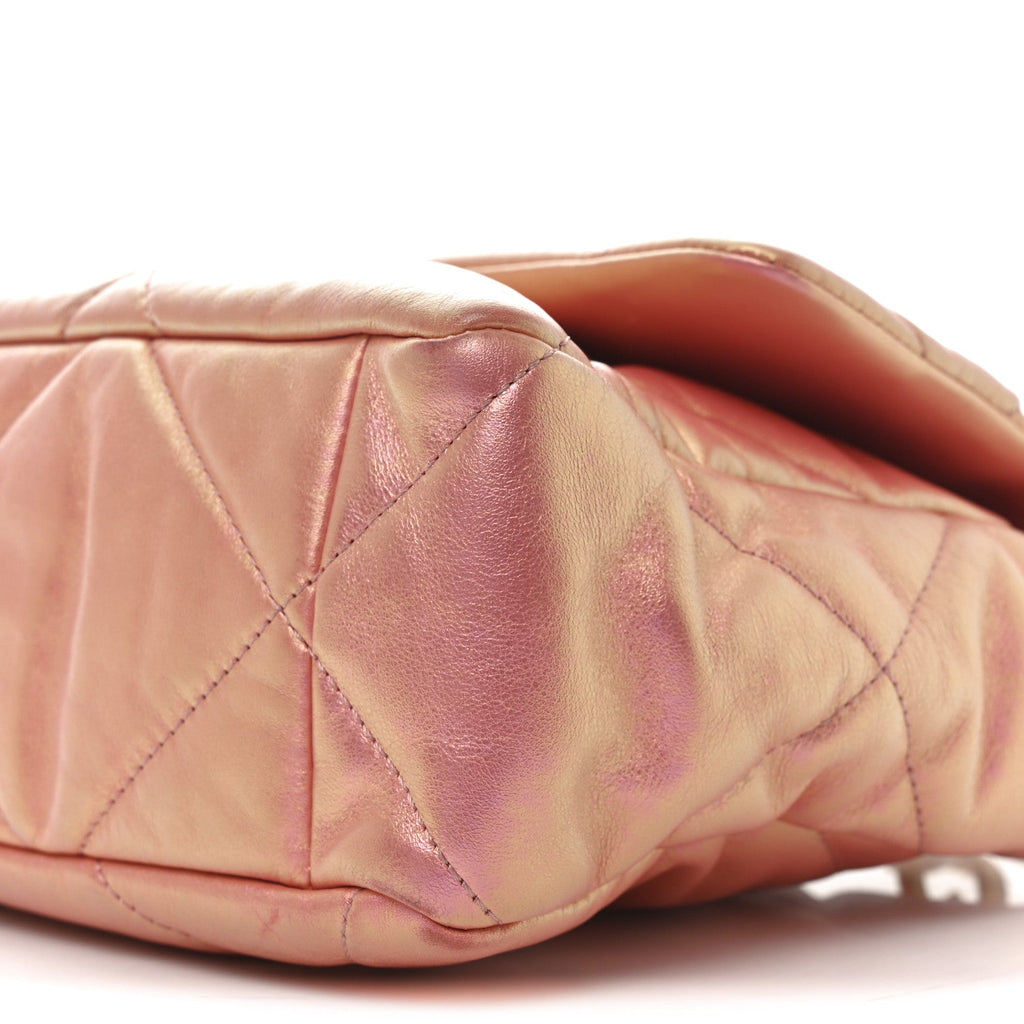 Iridescent Lambskin Quilted Chanel 19 Flap Pink