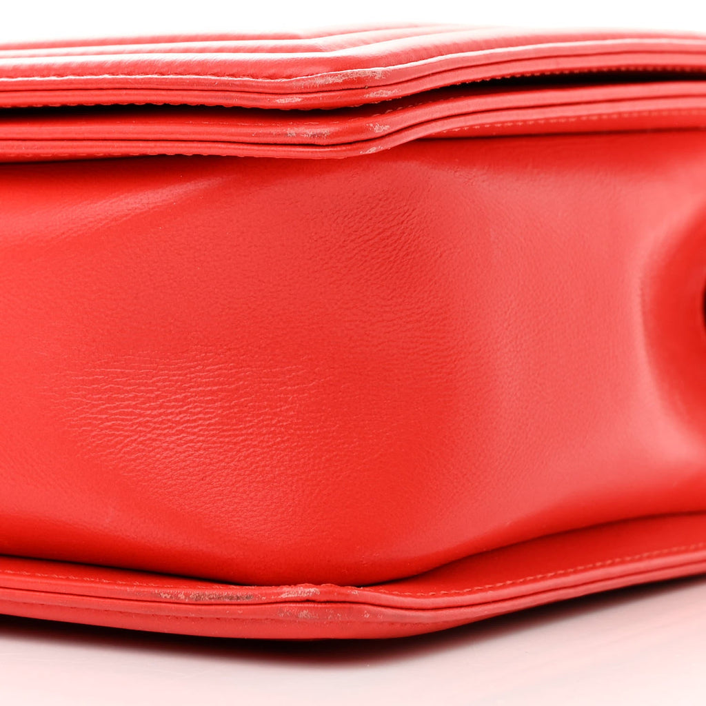 Calfskin Quilted New Medium Boy Flap Red
