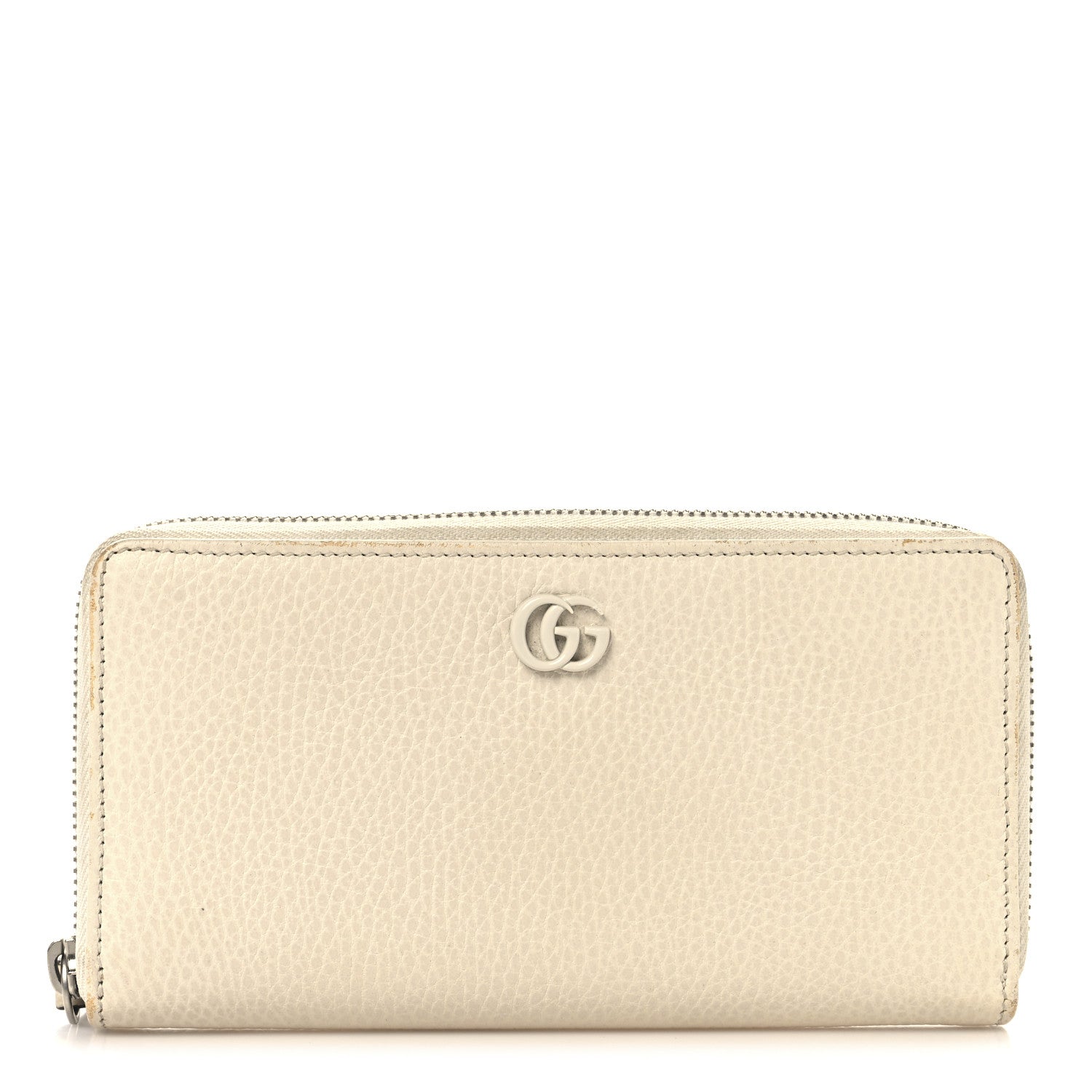 Dollar Calfskin Monochrome GG Marmont Zip Around Wallet Mystic White