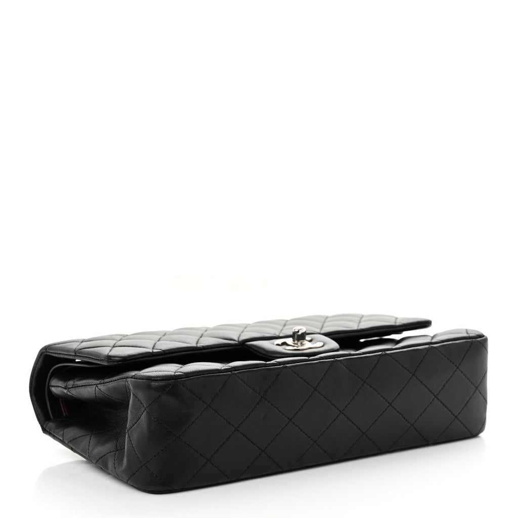 Lambskin Quilted Medium Double Flap Black