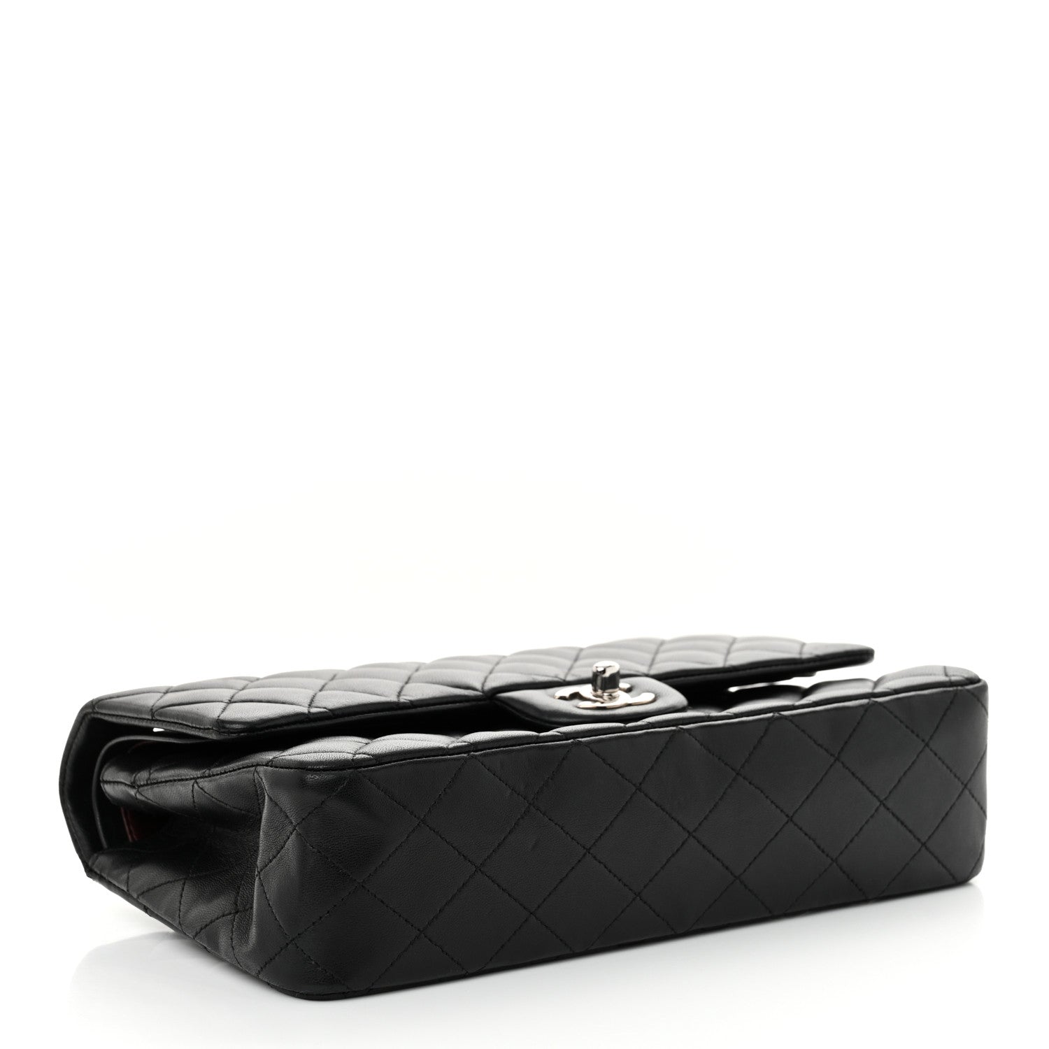 Lambskin Quilted Medium Double Flap Black