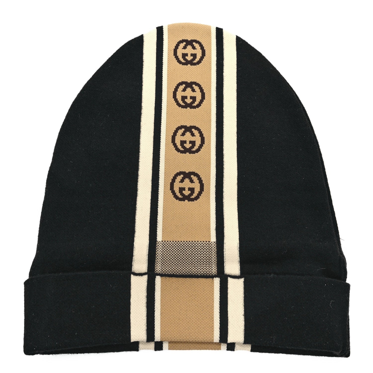 Wool Interlocking GG Stripe Beanie XL Black