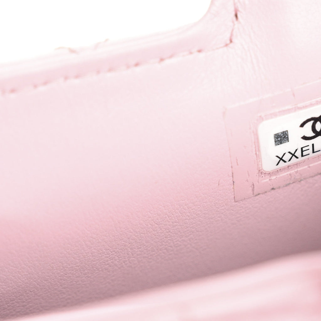 Shiny Aged Calfskin Quilted Mini Nano Kelly Shopper Light Pink