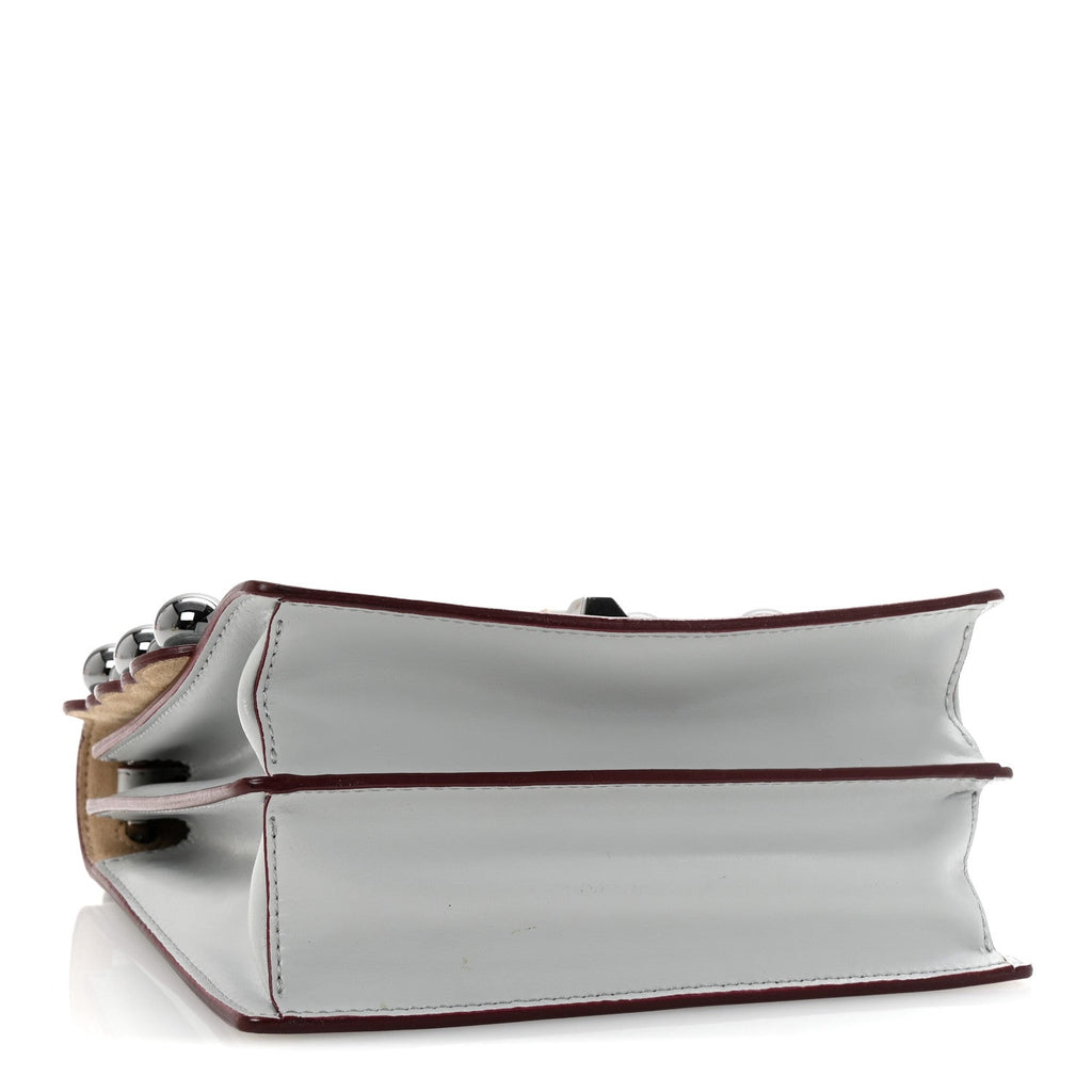 Vitello Liberty Scalloped Studded Small Kan I Shoulder Bag Grigio Perla