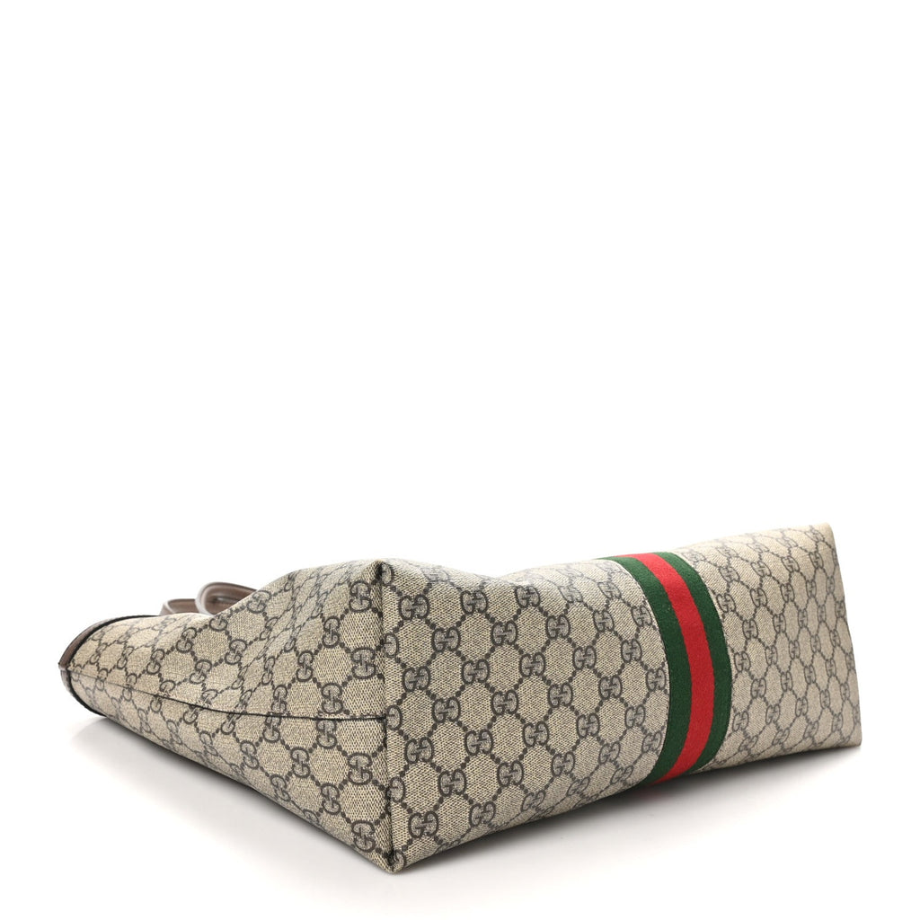 GG Supreme Monogram Medium Ophidia Shopping Tote Brown