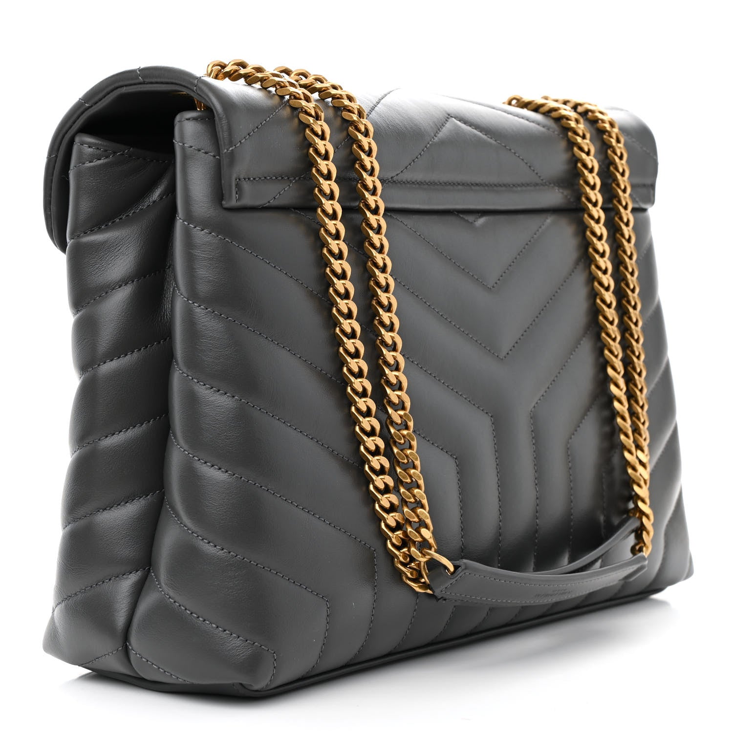 Calfskin Y Quilted Monogram Medium Loulou Chain Satchel Pebble