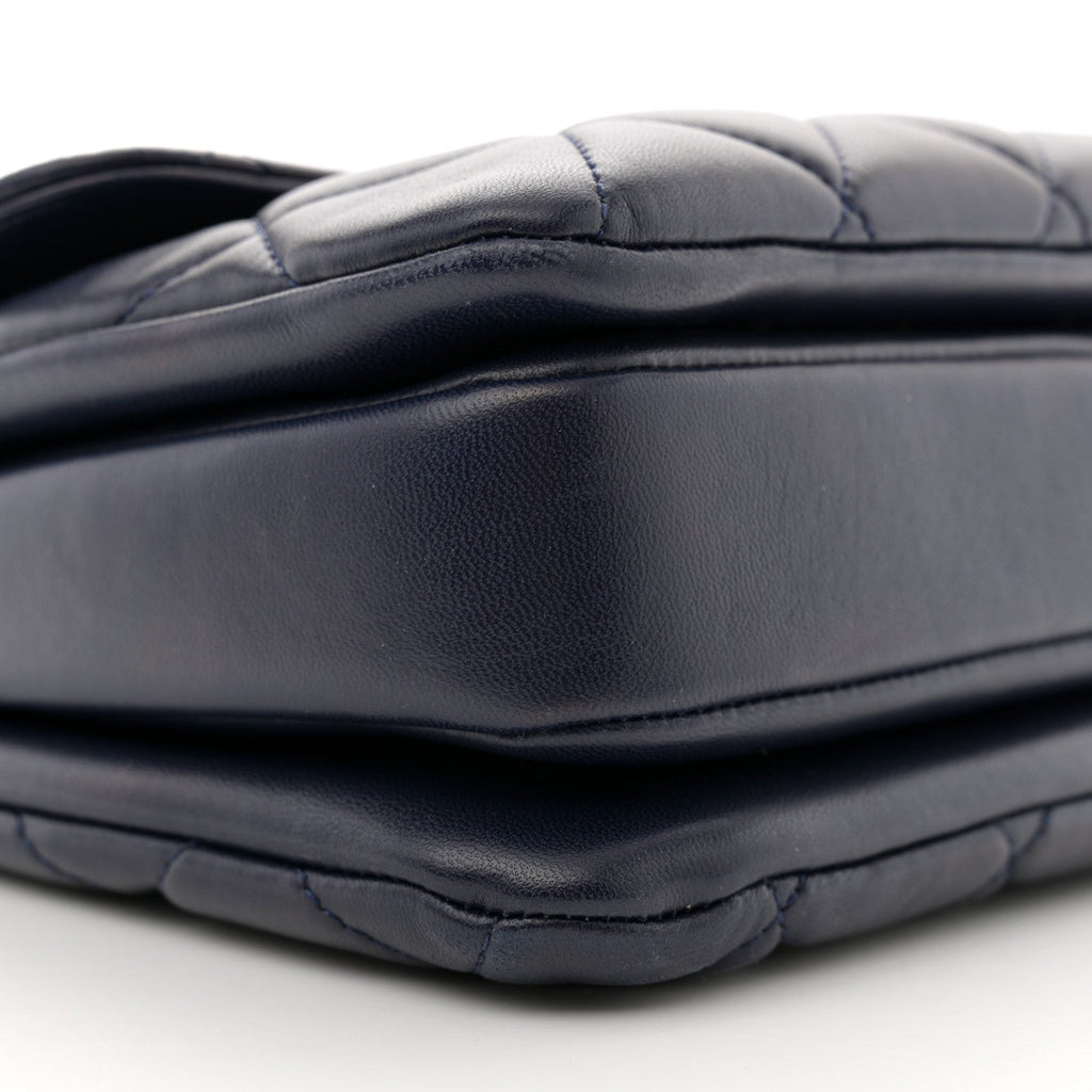 Lambskin Quilted Small Trendy CC Flap Dual Handle Bag Navy