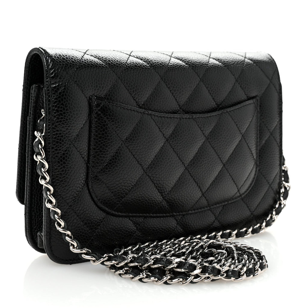 Caviar Quilted Wallet on Chain WOC Black