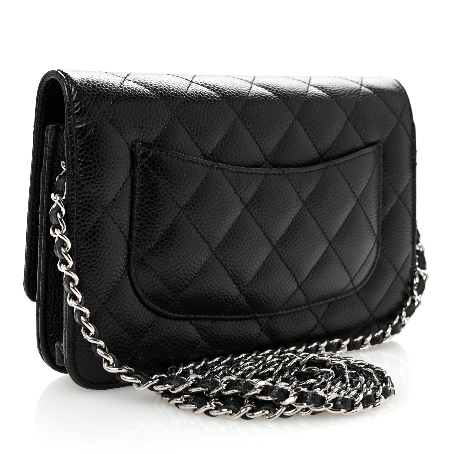 Caviar Quilted Wallet on Chain WOC Black