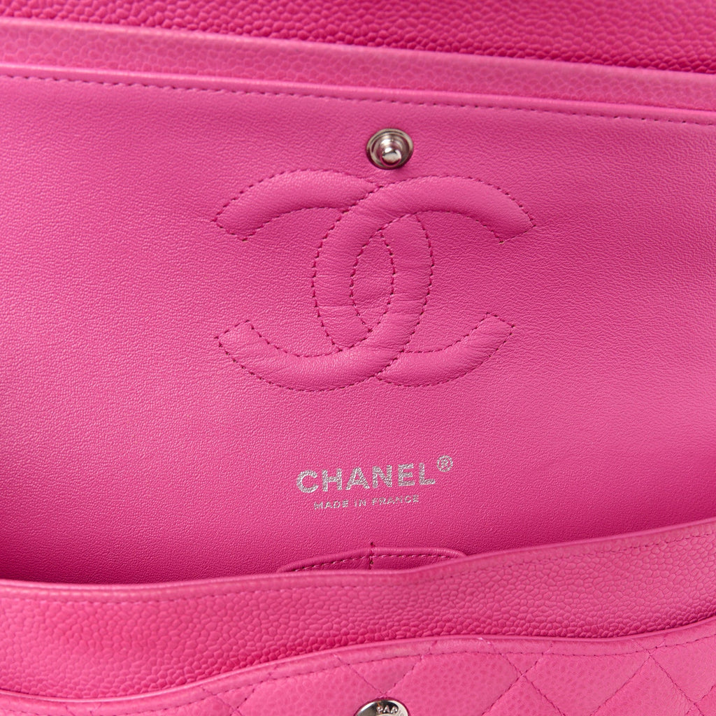 Caviar Quilted Medium Double Flap Pink
