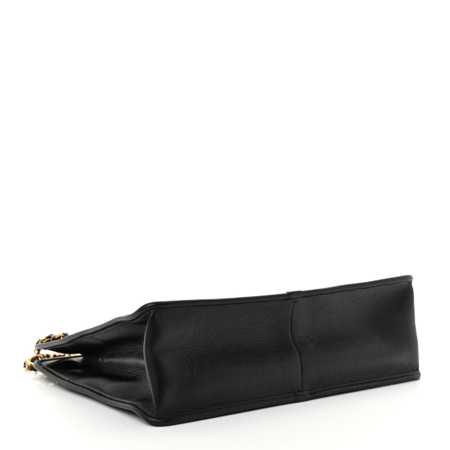 Aged Calfskin Quilted Graphic Catch Shopping Bag Black