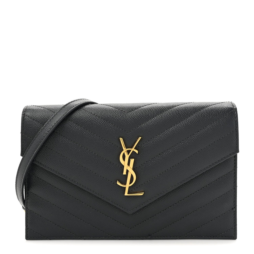 Grain De Poudre Matelasse Chevron Monogram Chain Wallet Dark Smog