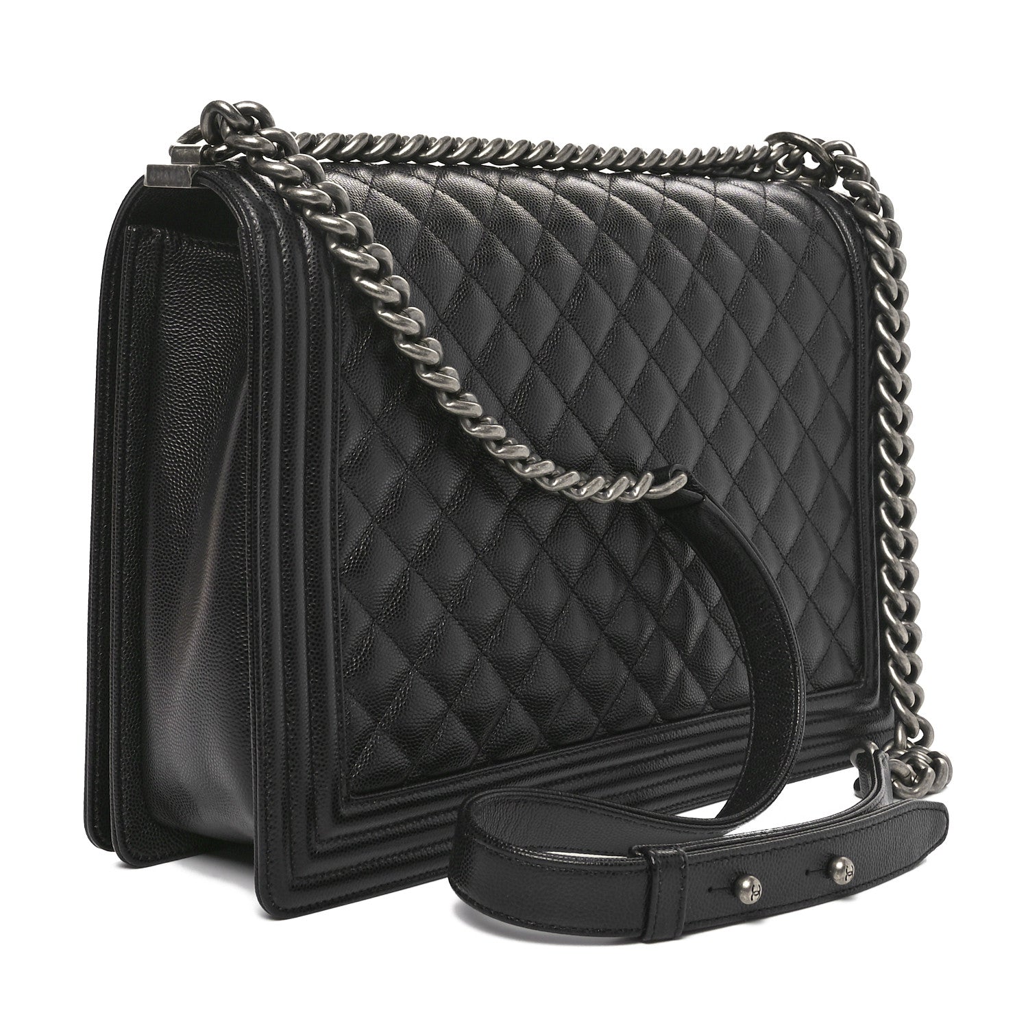 Caviar Quilted Large Boy Flap Black