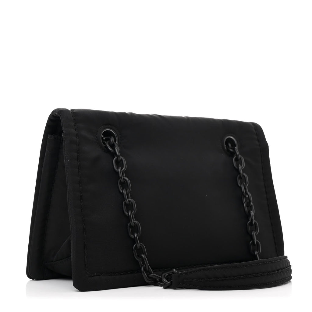 Nylon Tessuto Chain Shoulder Bag Black