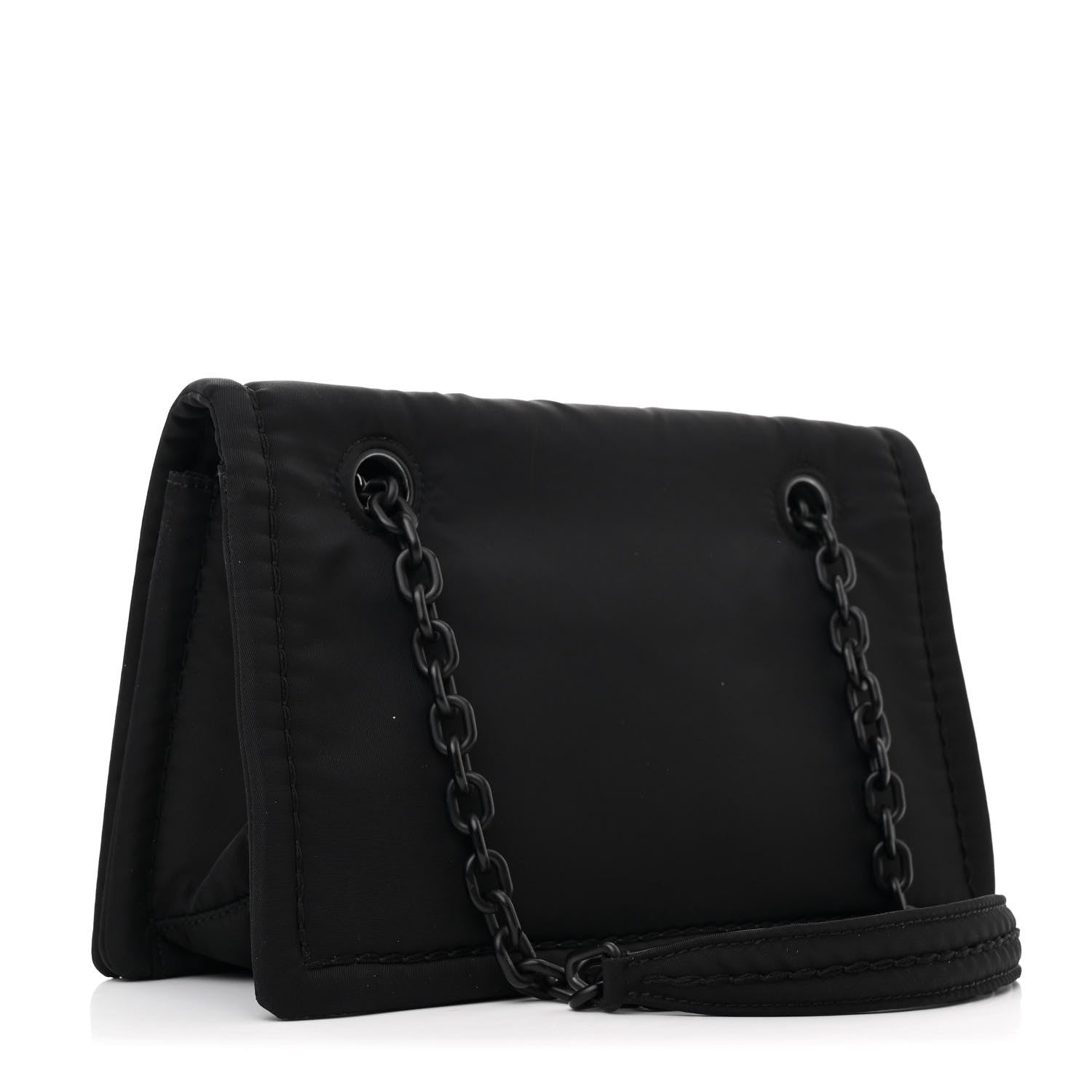 Nylon Tessuto Chain Shoulder Bag Black