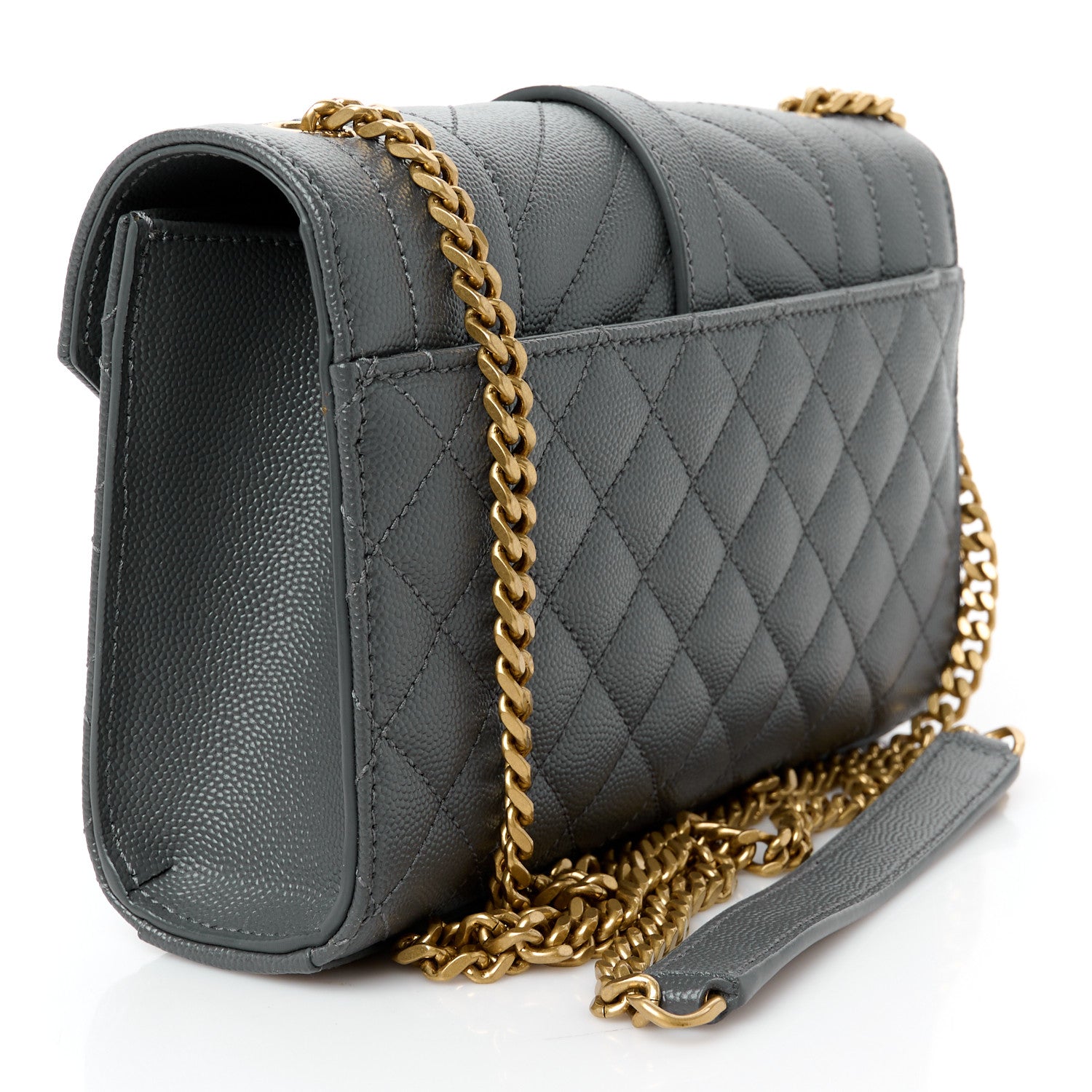 Grain De Poudre Textured Mixed Matelasse Triquilt Small Monogram Satchel Pebble