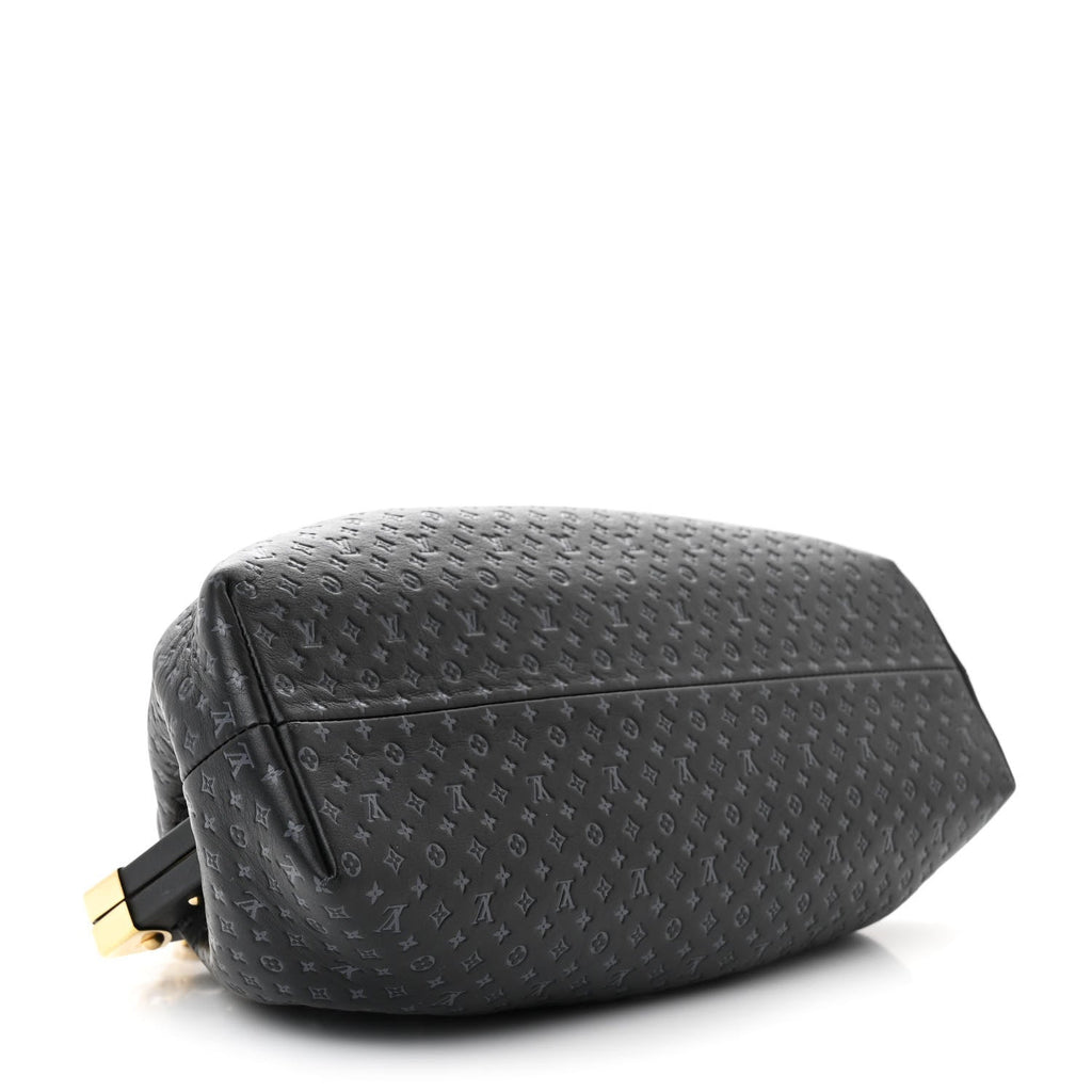 Calfskin Nanogram Embossed Clutch Black
