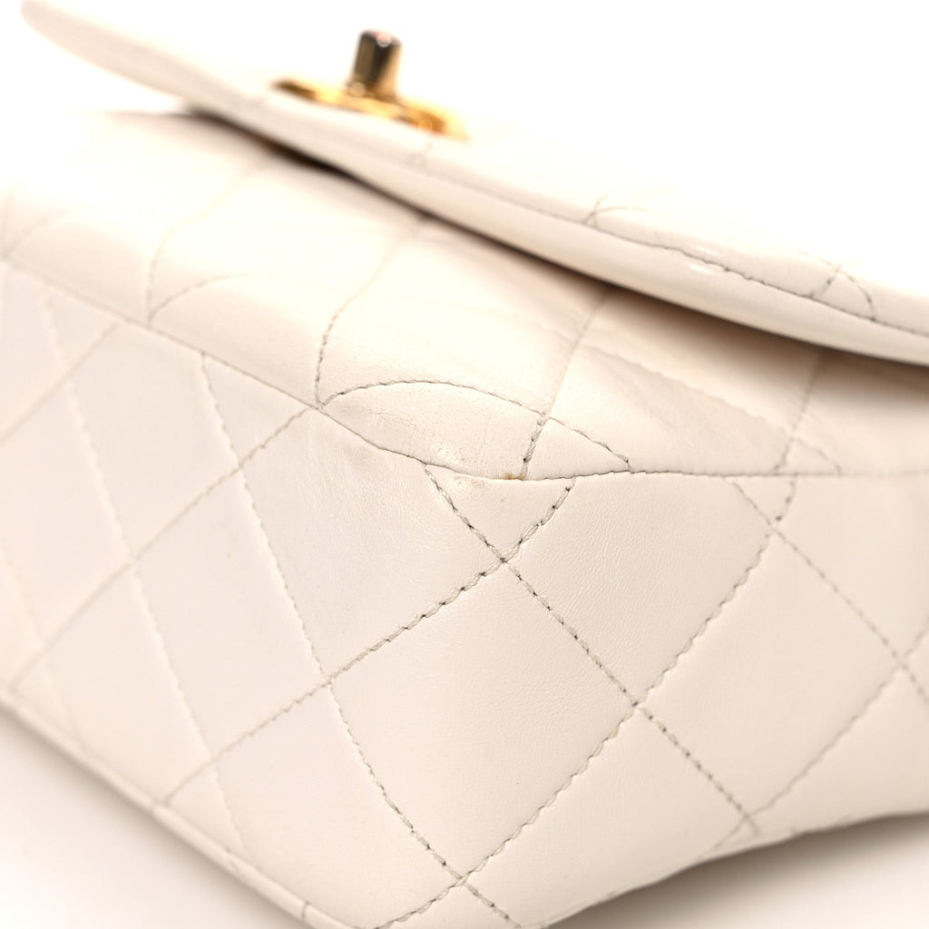 Lambskin Quilted CC Chain Flap Bag White
