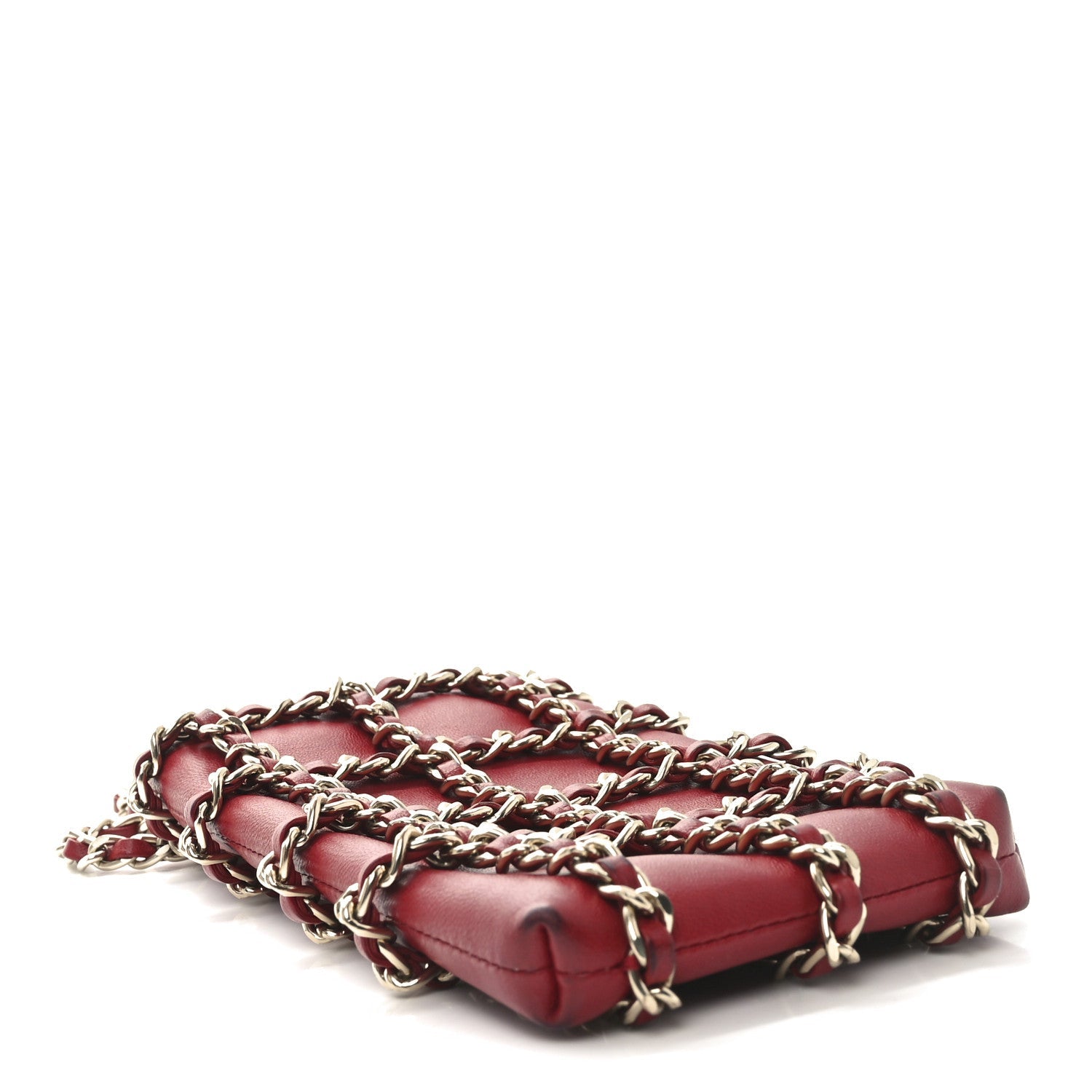 Lambskin Tech Me Out Clutch With Chain Red