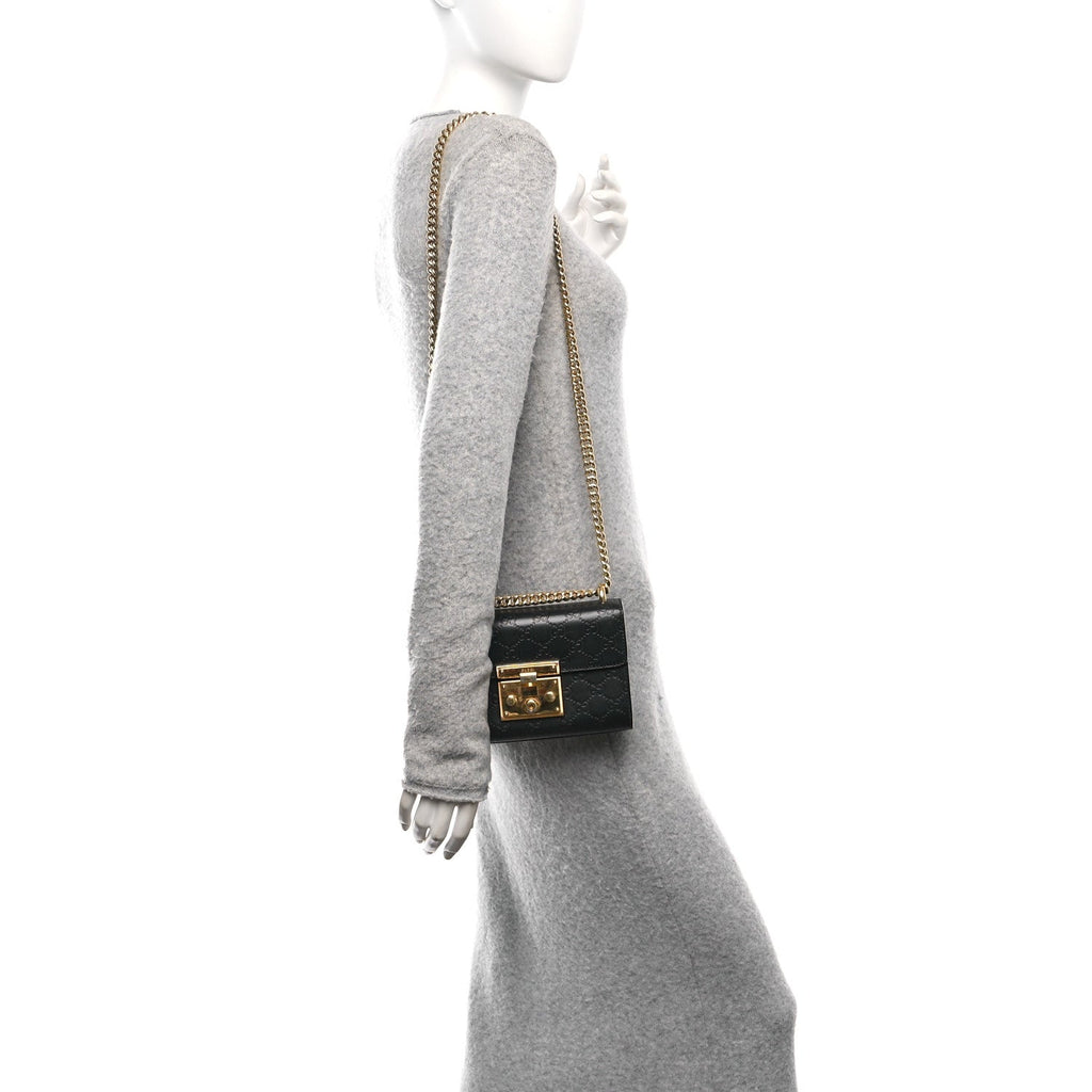 Guccissima Small Padlock Shoulder Bag Black