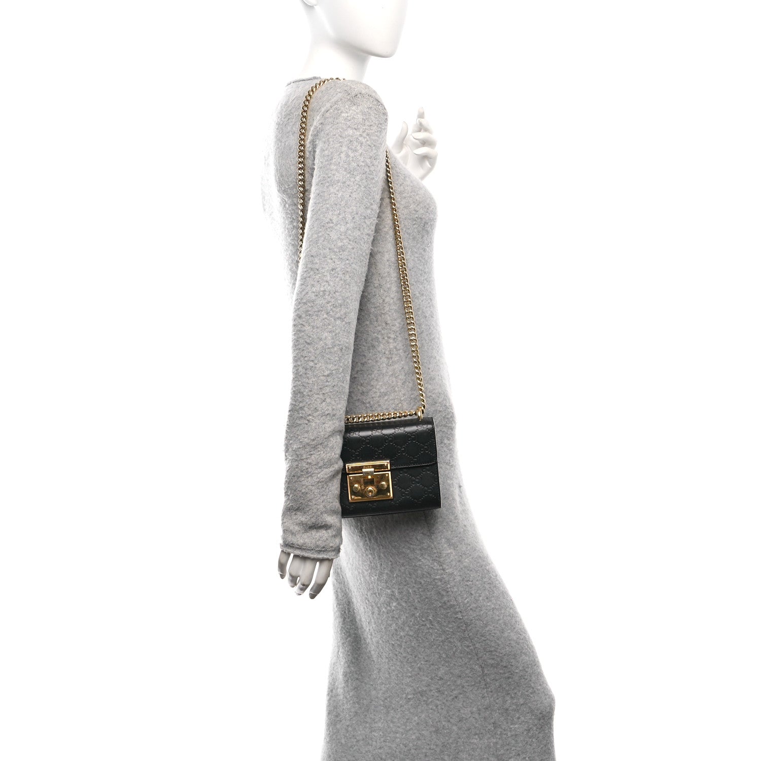 Guccissima Small Padlock Shoulder Bag Black