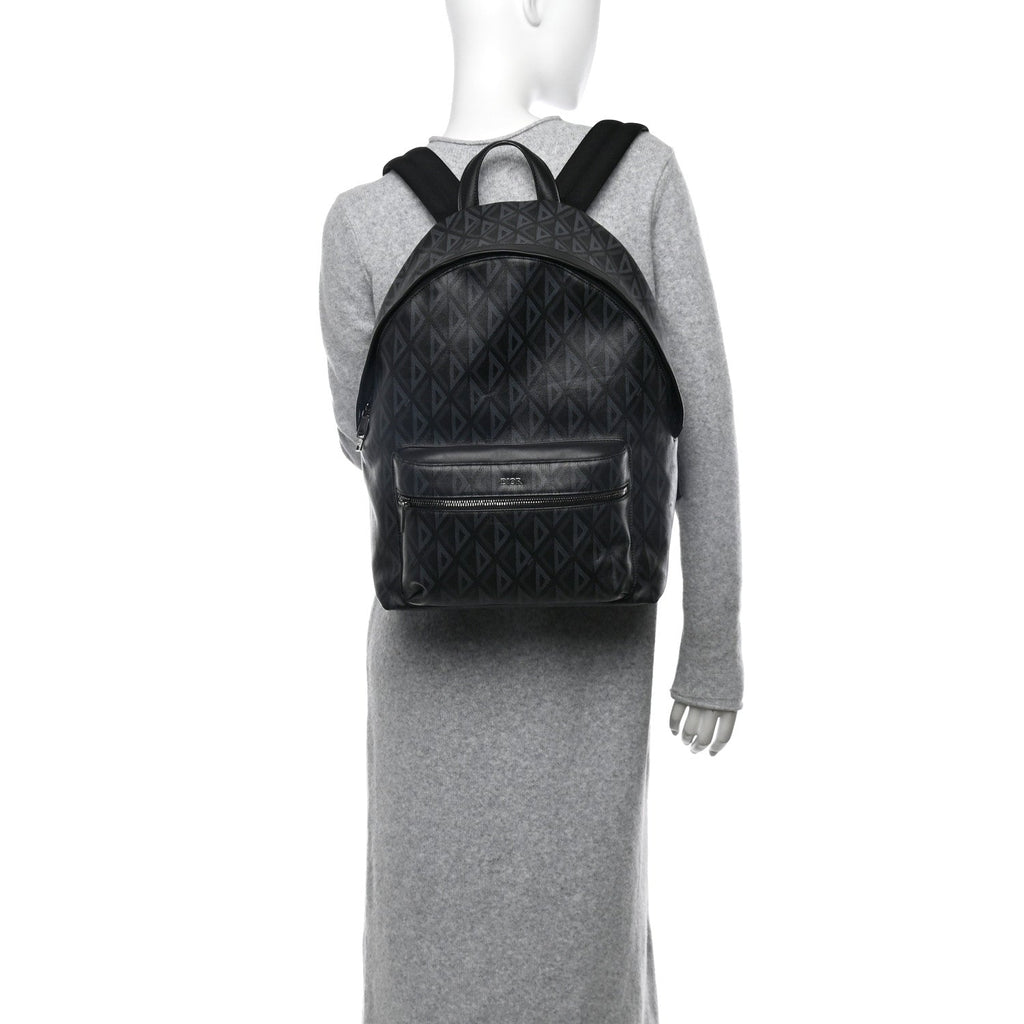Coated Canvas CD Diamond Rider Zipped Backpack Black