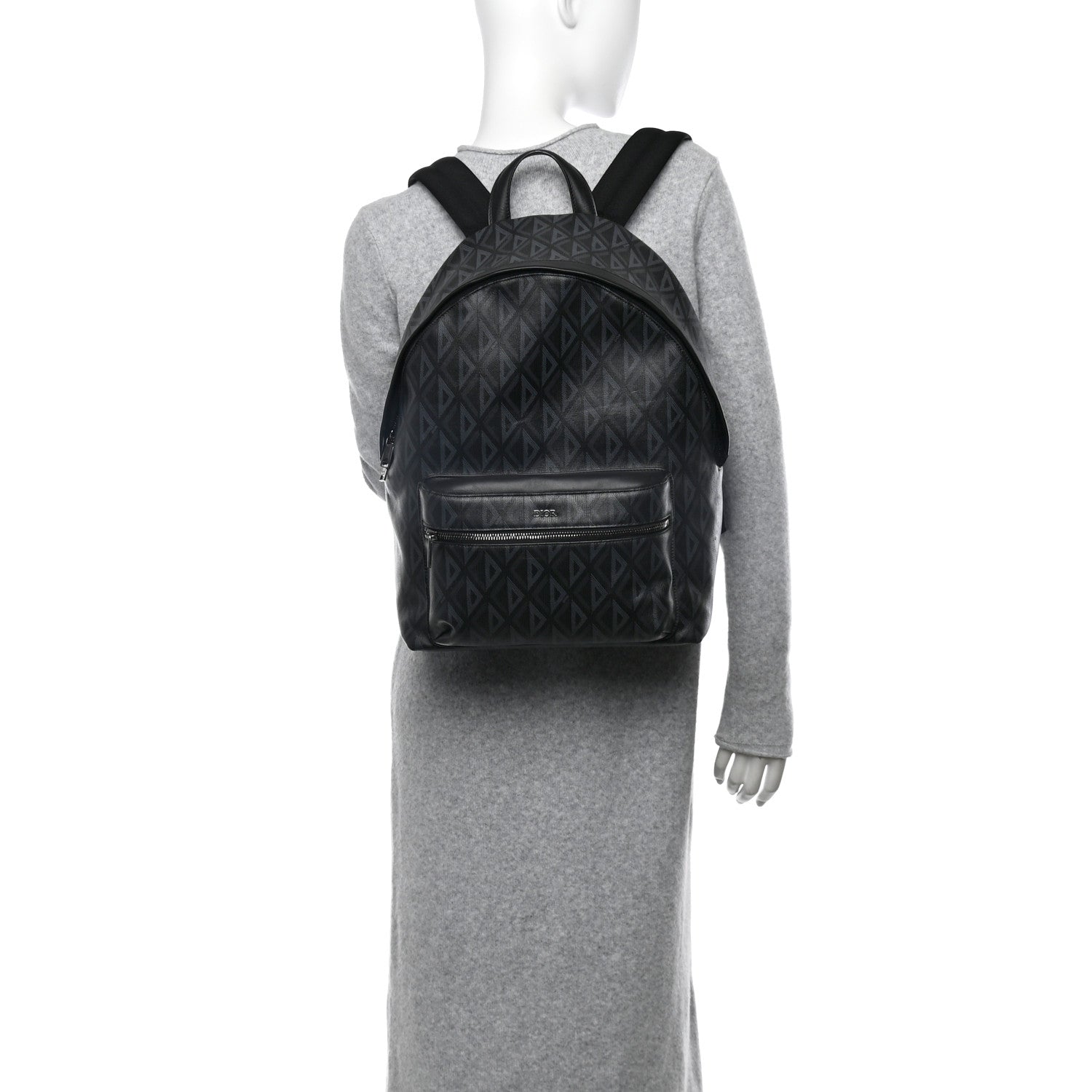 Coated Canvas CD Diamond Rider Zipped Backpack Black