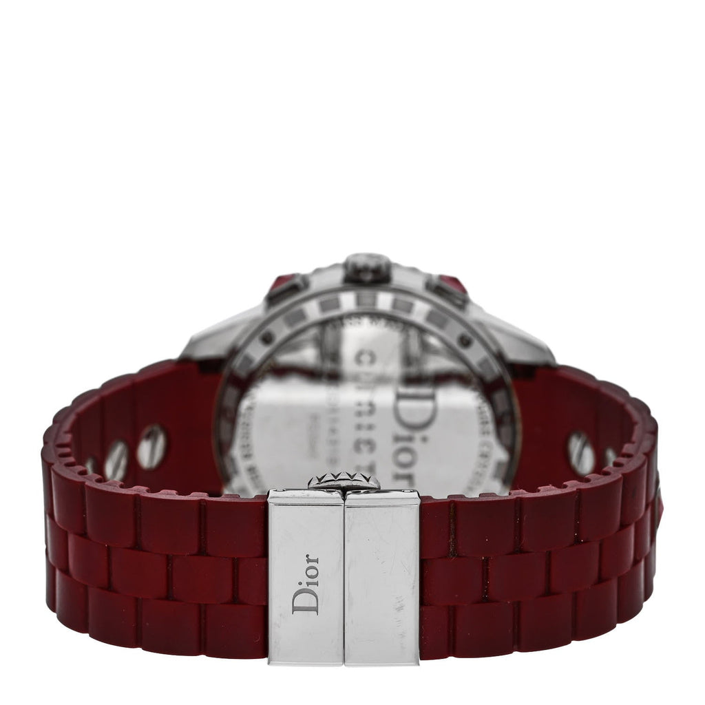 Stainless Steel Diamond Pave Sapphire 38mm Christal Chronograph Quartz Watch Red