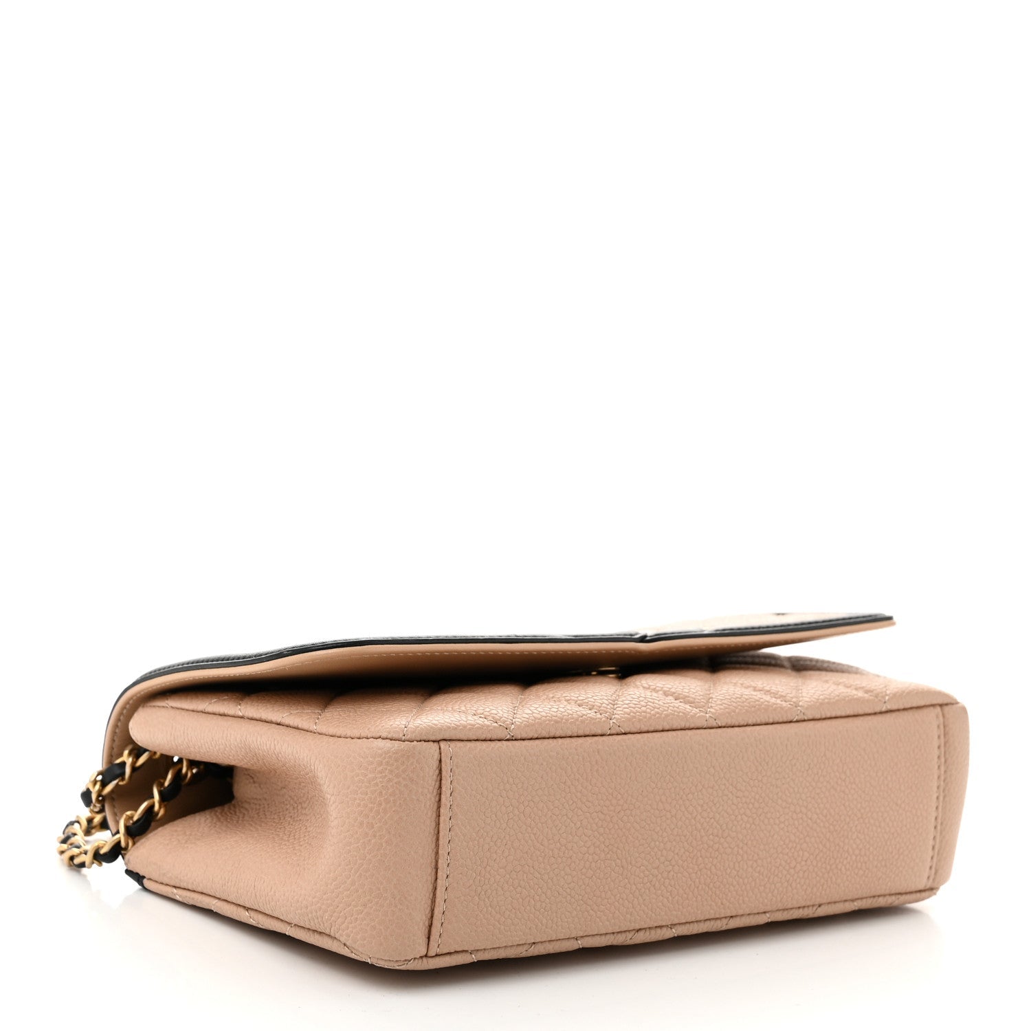 Caviar Quilted Small CC Filigree Flap Beige Black