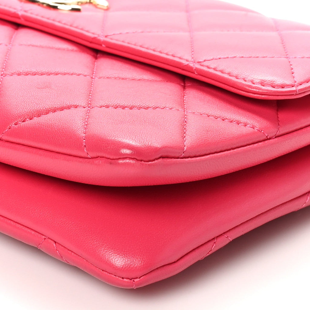 Lambskin Quilted Medium Trendy CC Flap Dark Pink