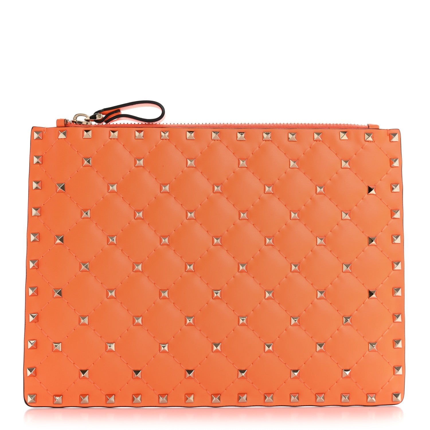 Nappa Rockstud Spike Pouch Neon Orange