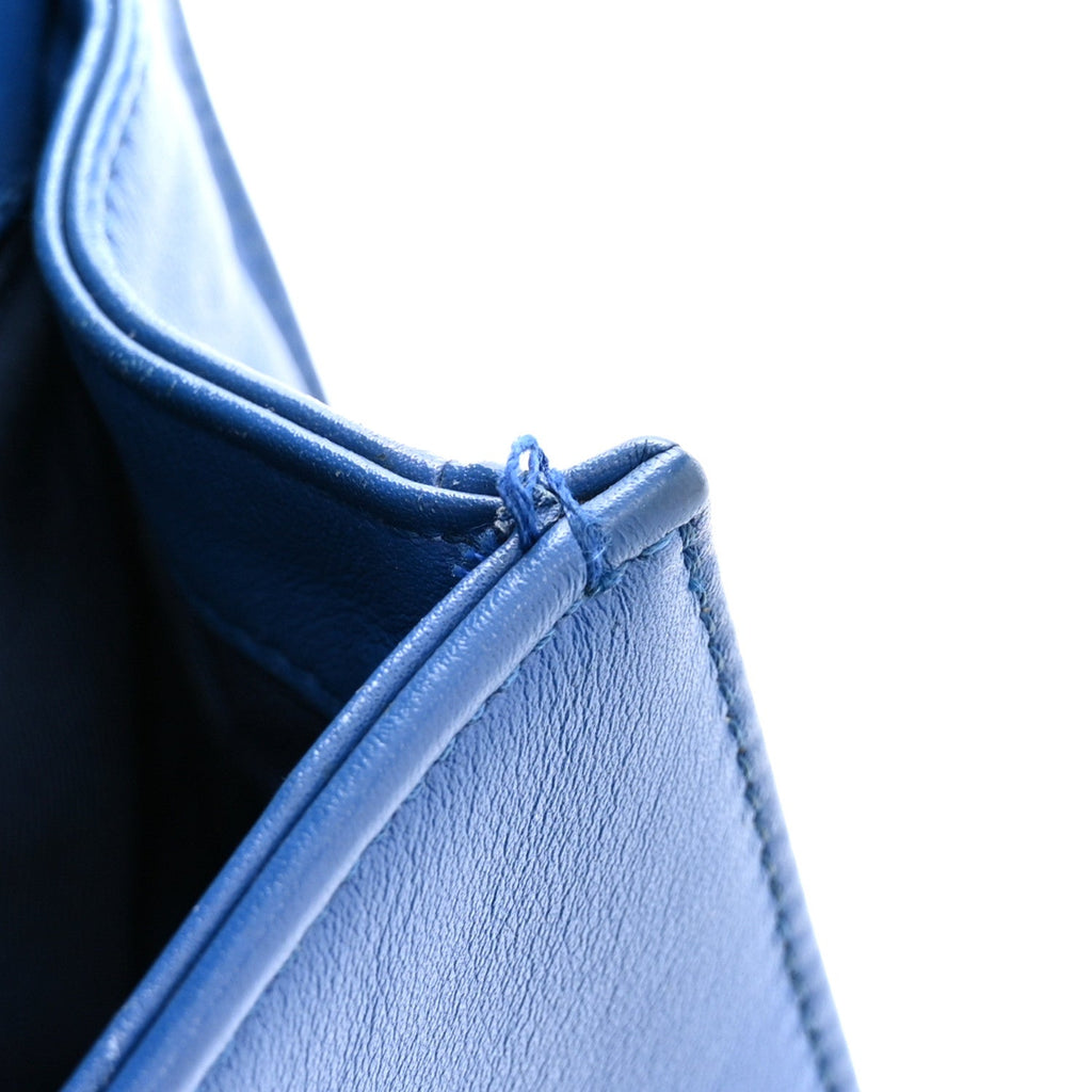 Calfskin Chevron Quilted Medium Boy Flap Blue