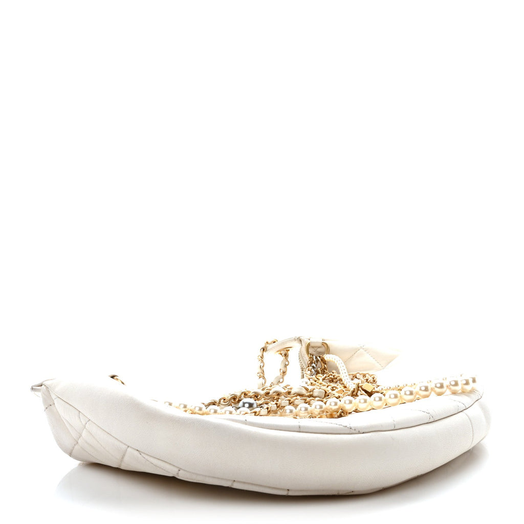 Lambskin Quilted All About Chains Hobo White