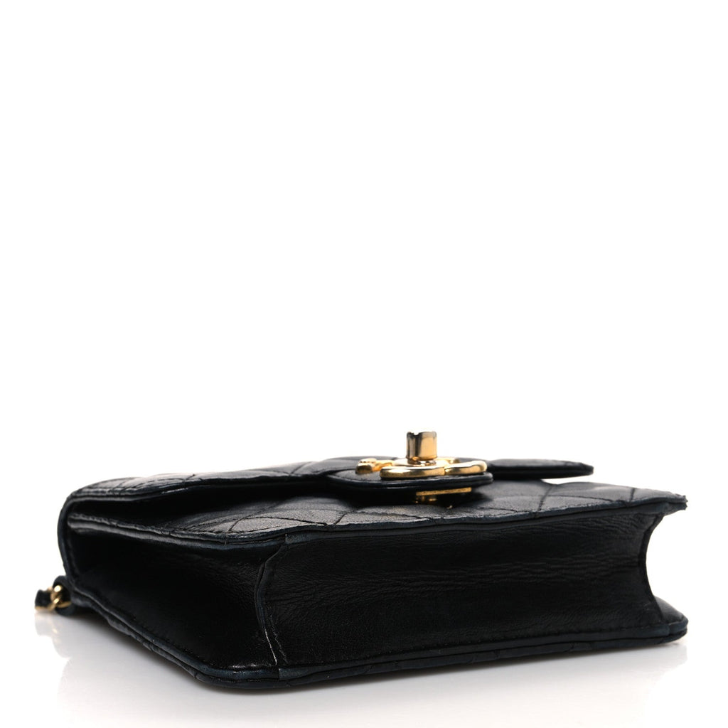 Lambskin Quilted Extra Mini Flap Black