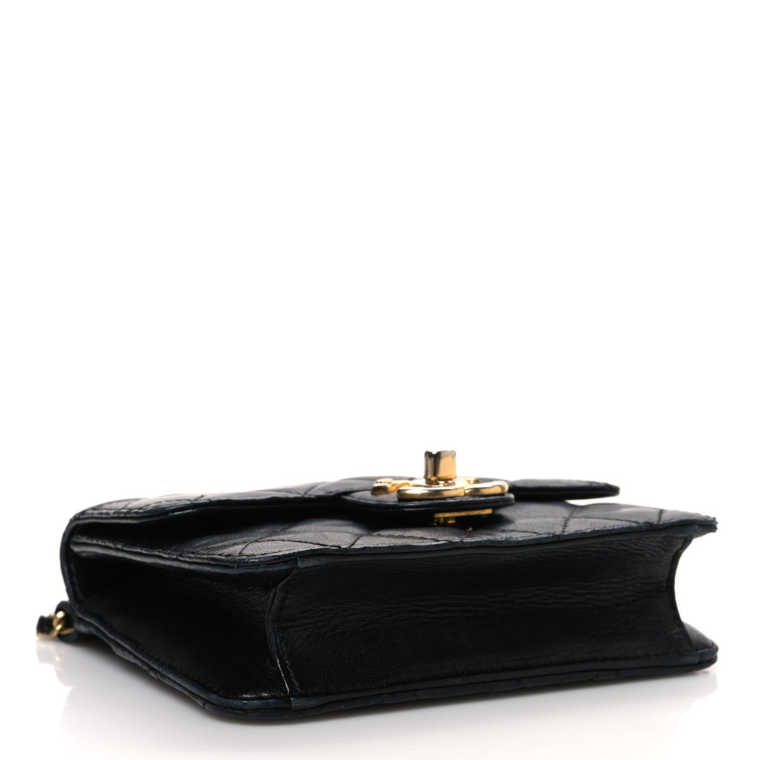 Lambskin Quilted Extra Mini Flap Black