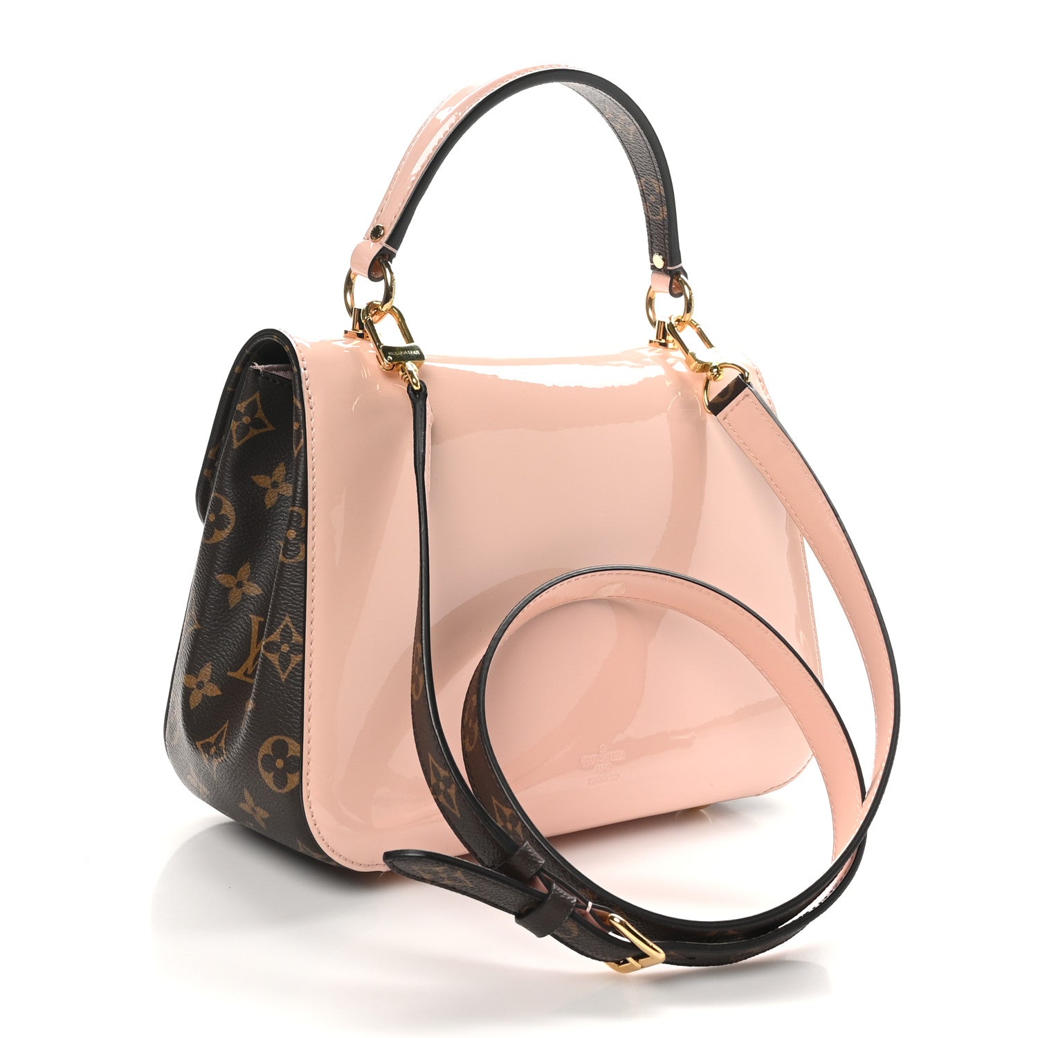 Patent Calfskin Monogram Cherrywood PM Rose Ballerine