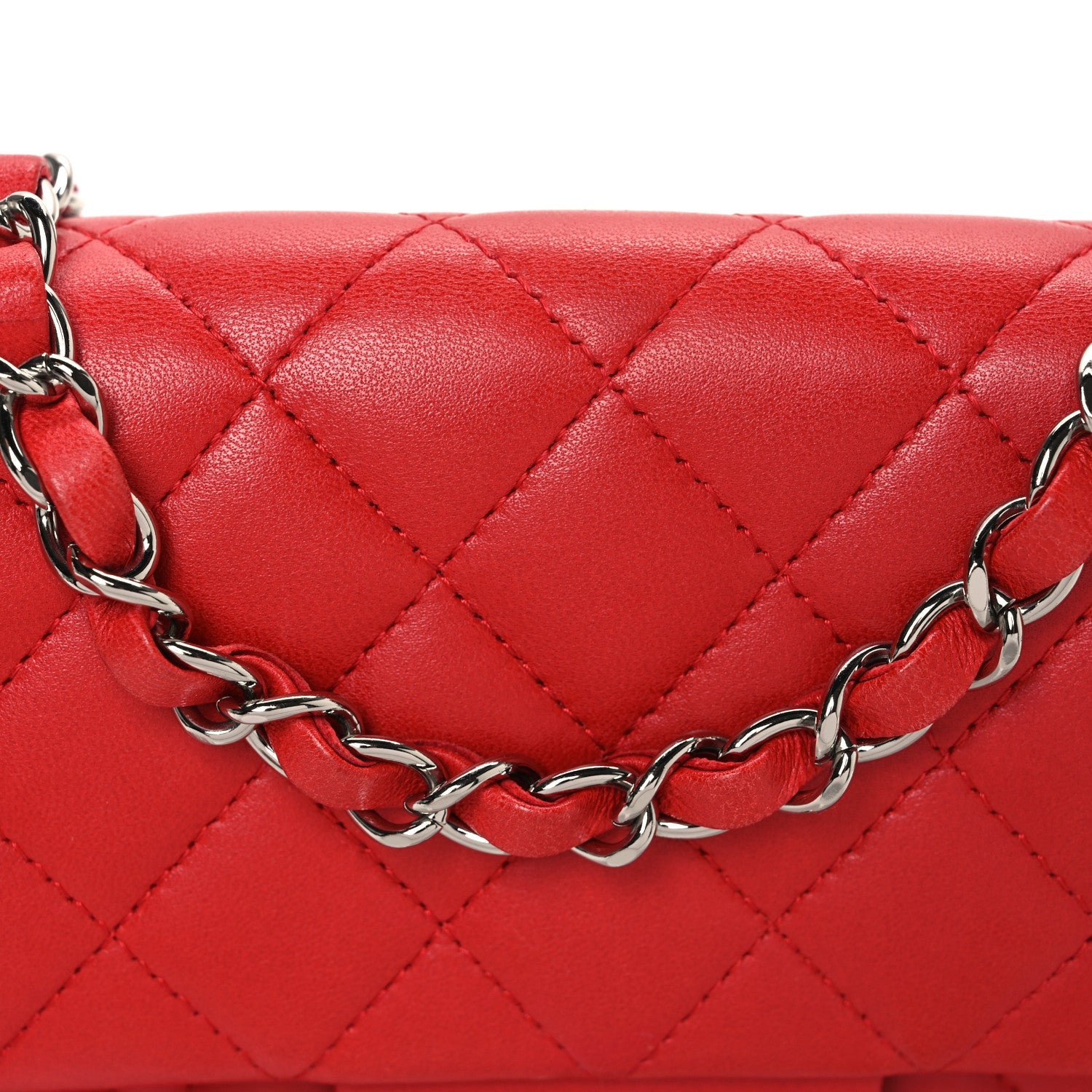 Lambskin Quilted Mini Rectangular Flap Red