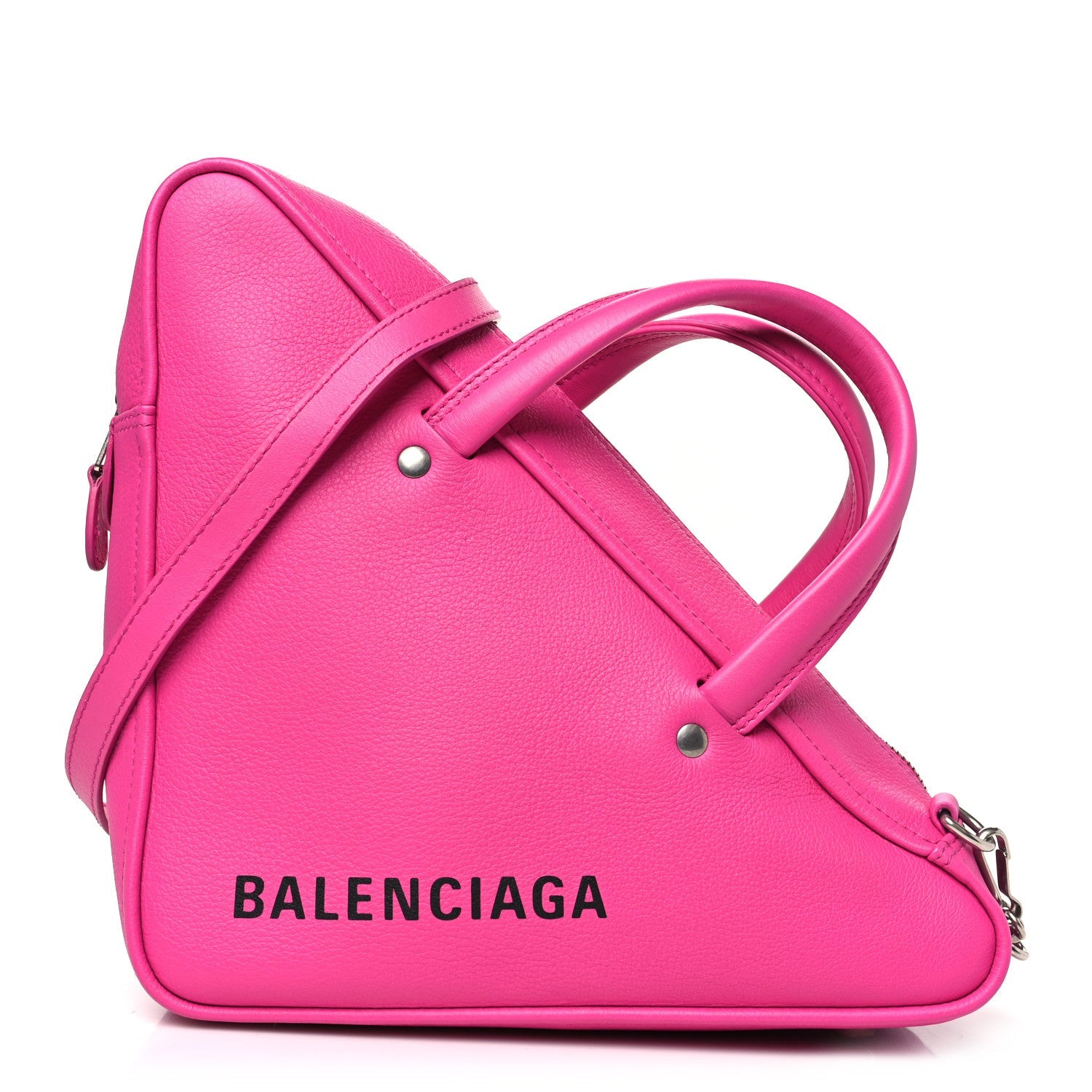 Shiny Day Calfskin S Triangle Duffle Pink