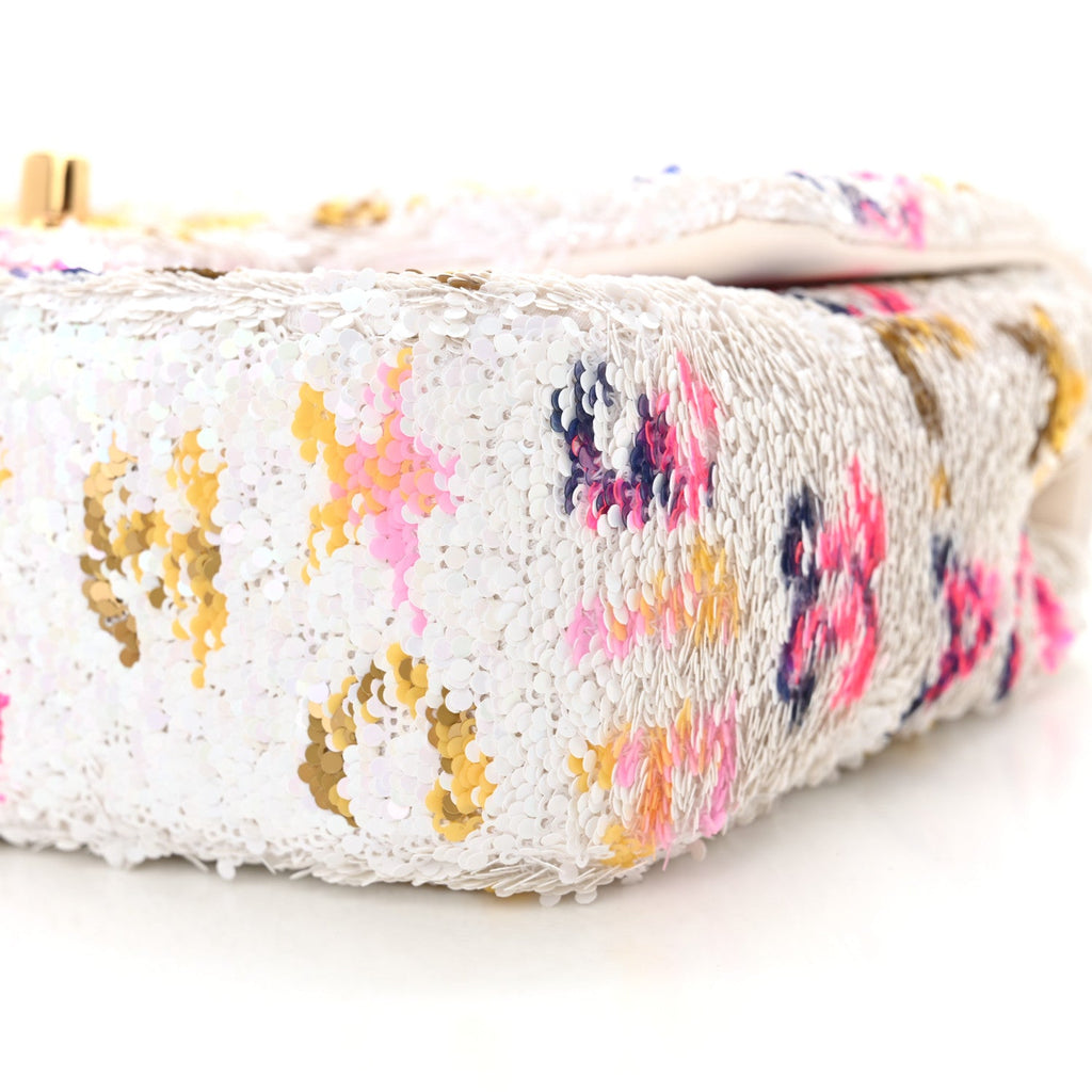 Sequin Logo Mini Rectangular Flap White Multicolor White Multicolor