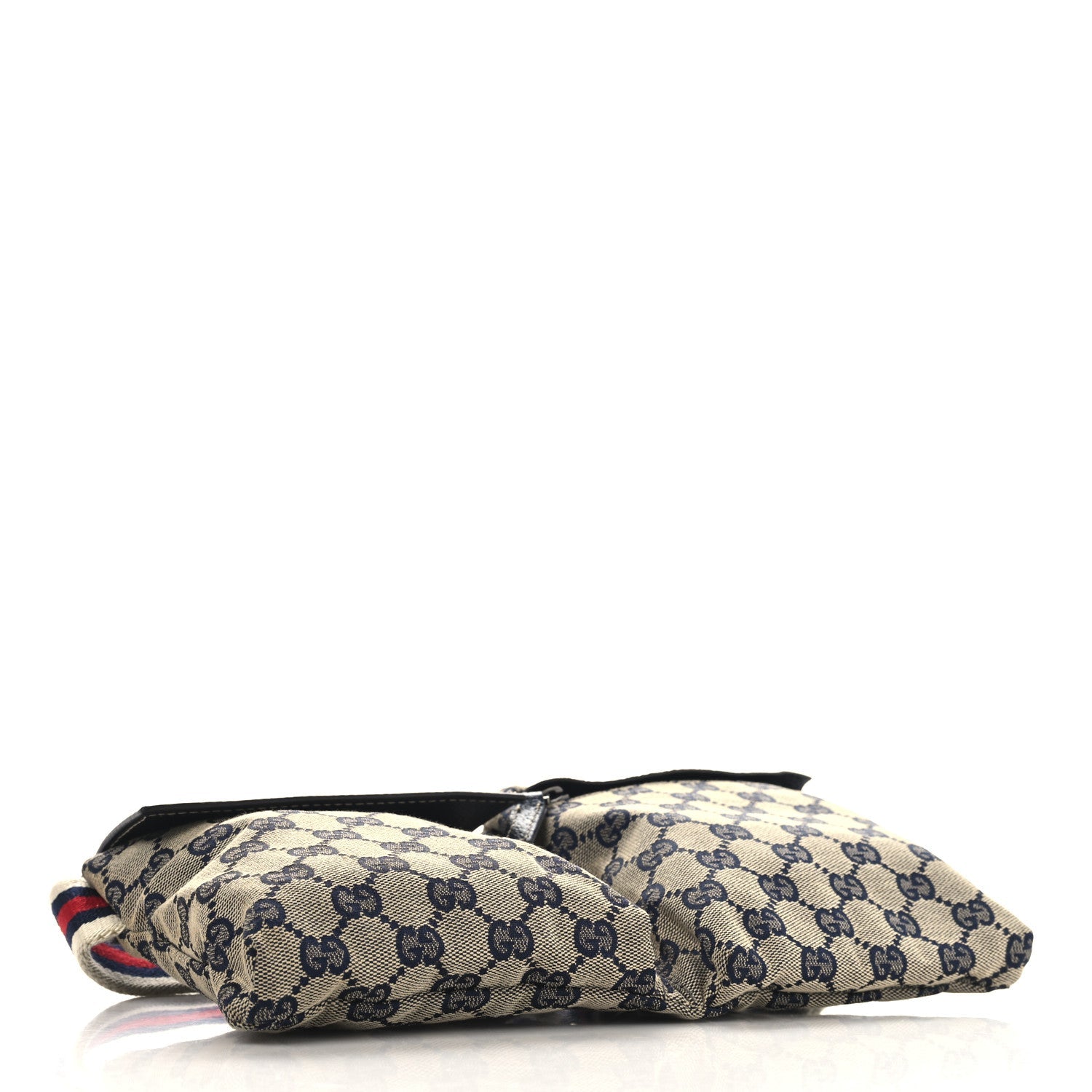 GG Monogram Web Double Pocket Belt Bag Navy