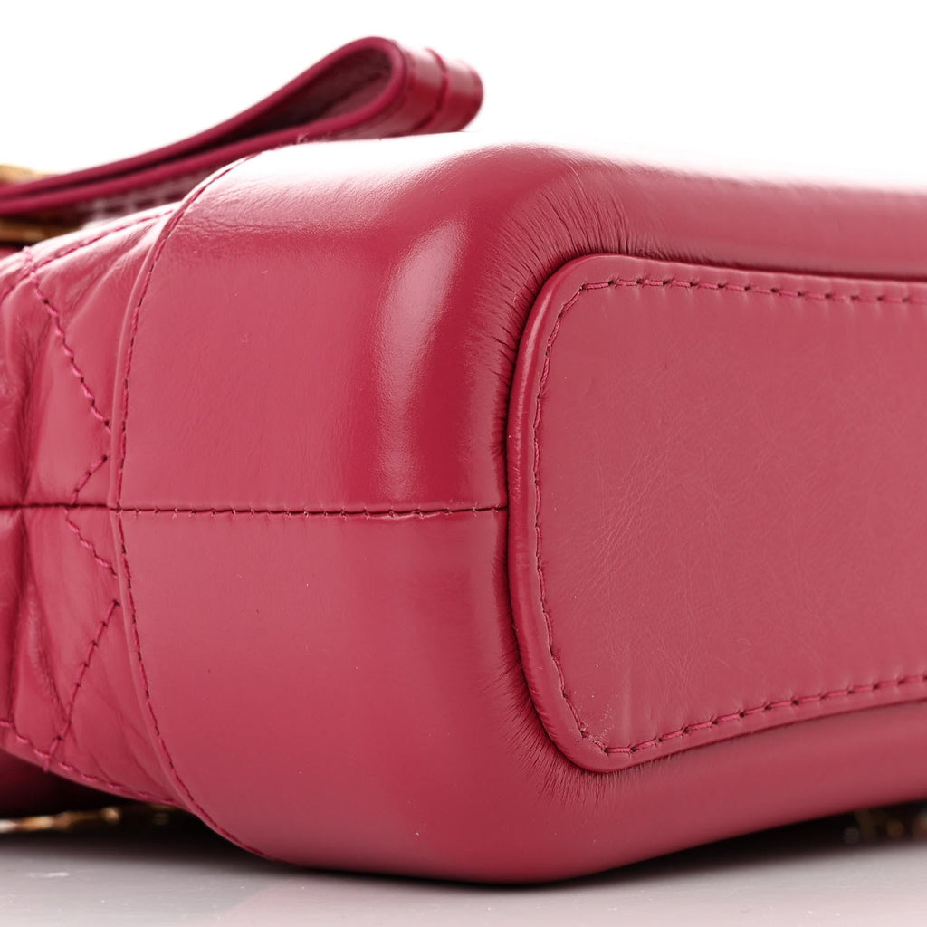 Aged Calfskin Quilted Small Gabrielle Hobo  Dark Pink