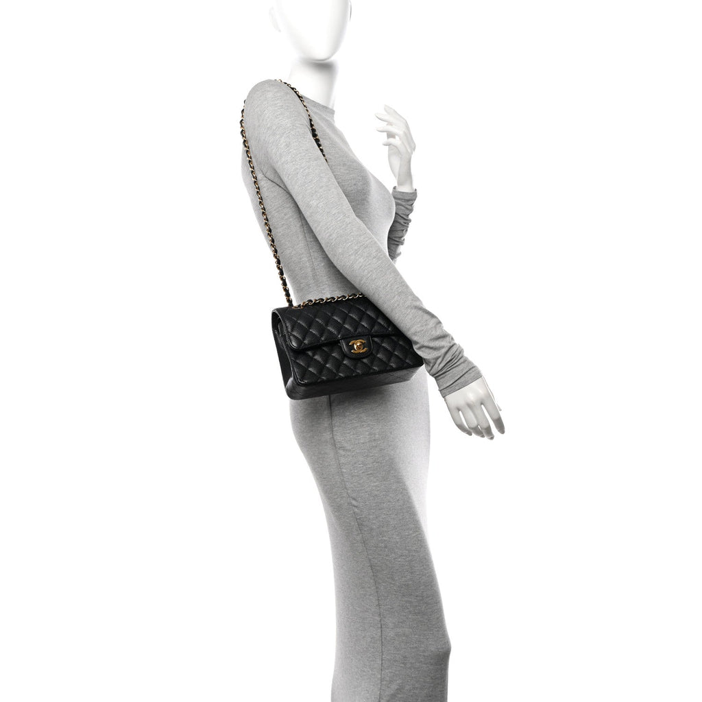 Caviar Quilted Small Double Flap Black